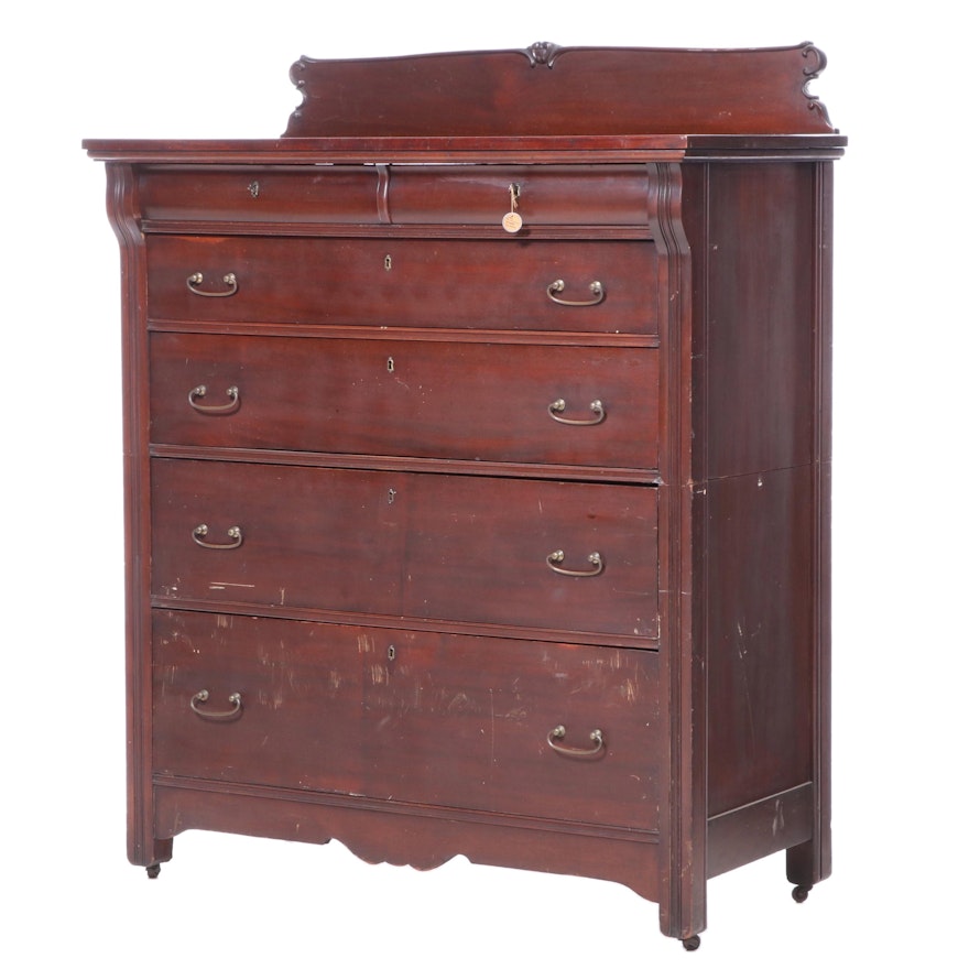 Late Victorian Mahogany-Stained Birch Chest of Drawers