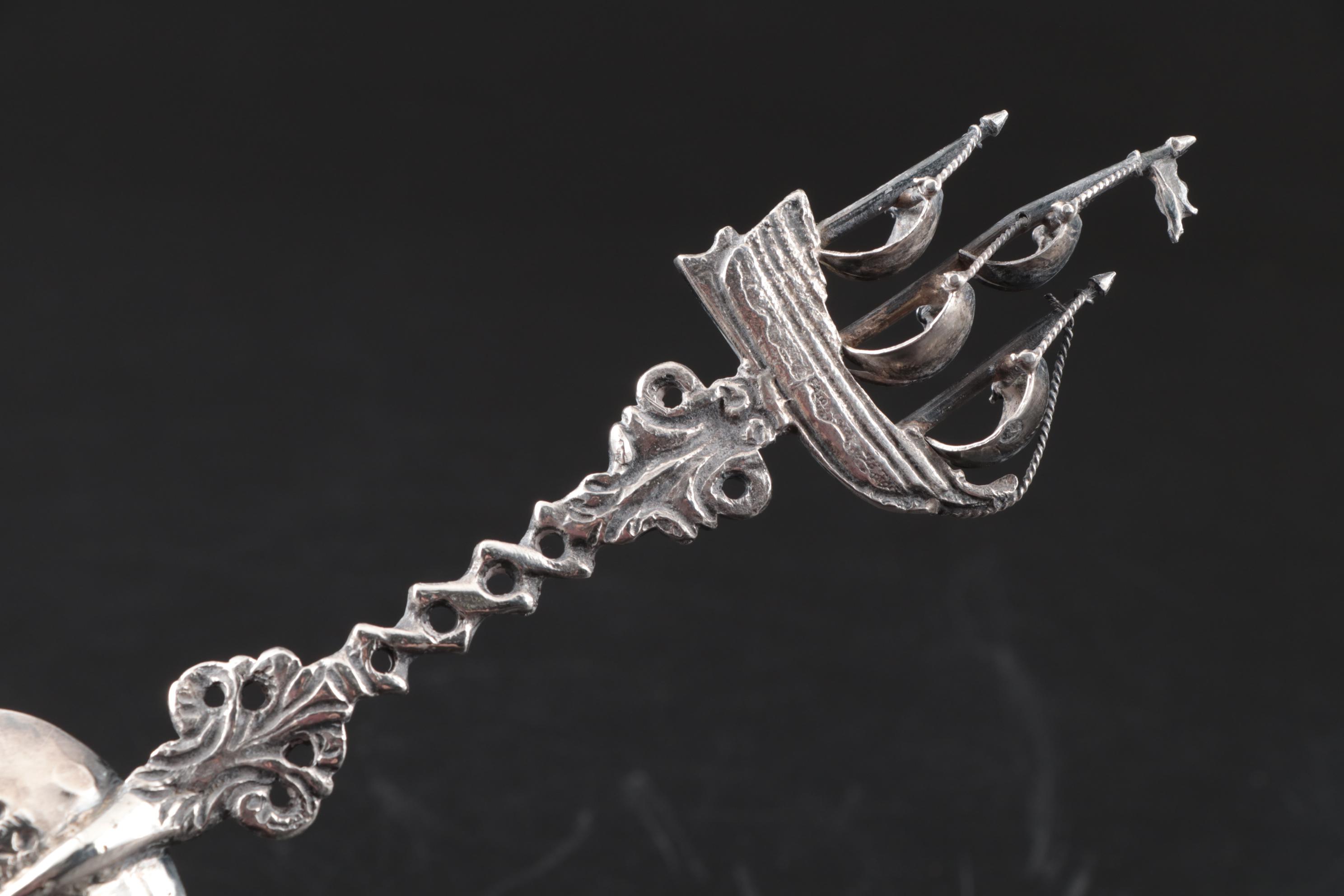 Dutch Baroque Style 800 Silver Sailing Ship Spoon