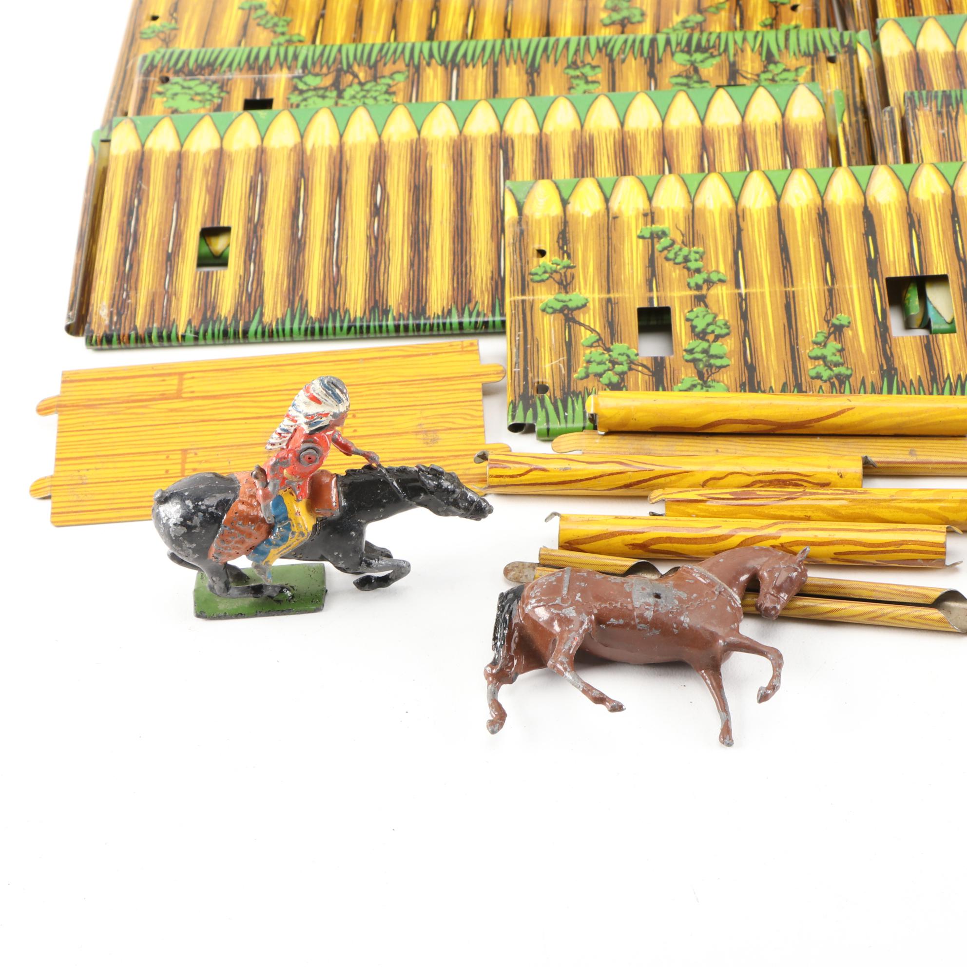 Pony Express Trading Post and Fort Superior Western Play Sets with Lead Figures