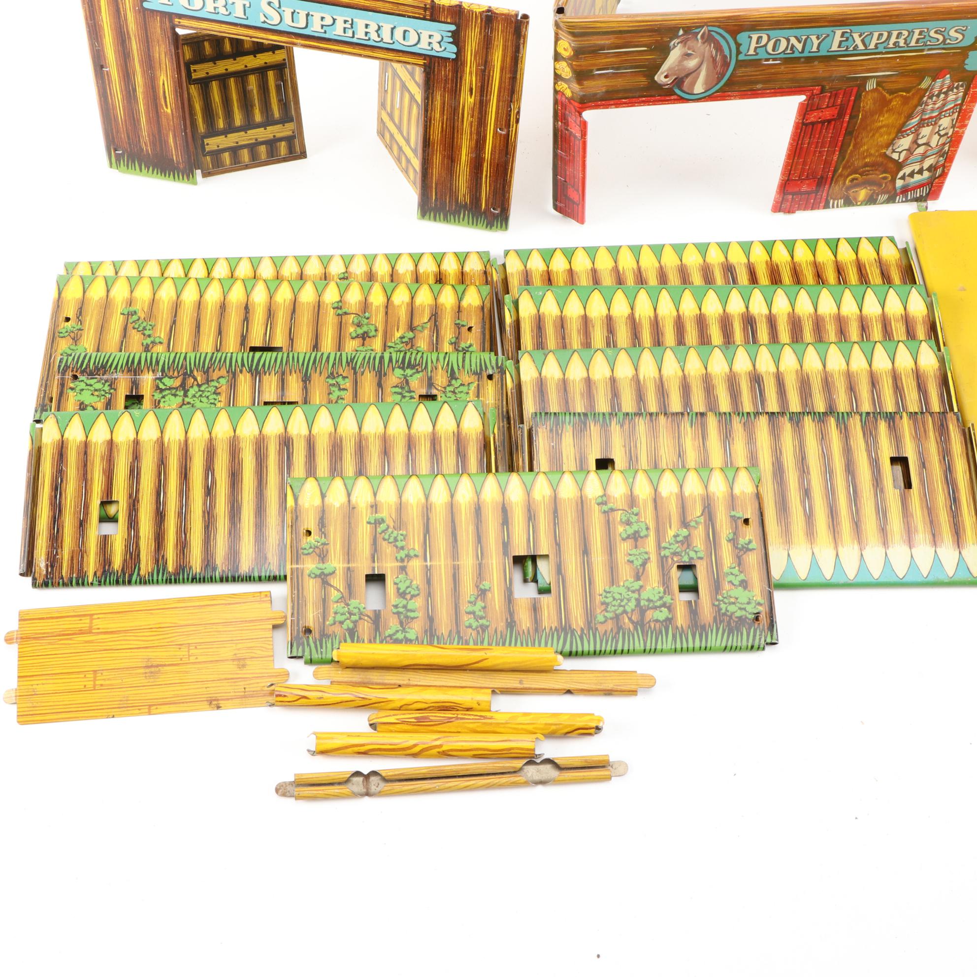 Pony Express Trading Post and Fort Superior Western Play Sets with Lead Figures