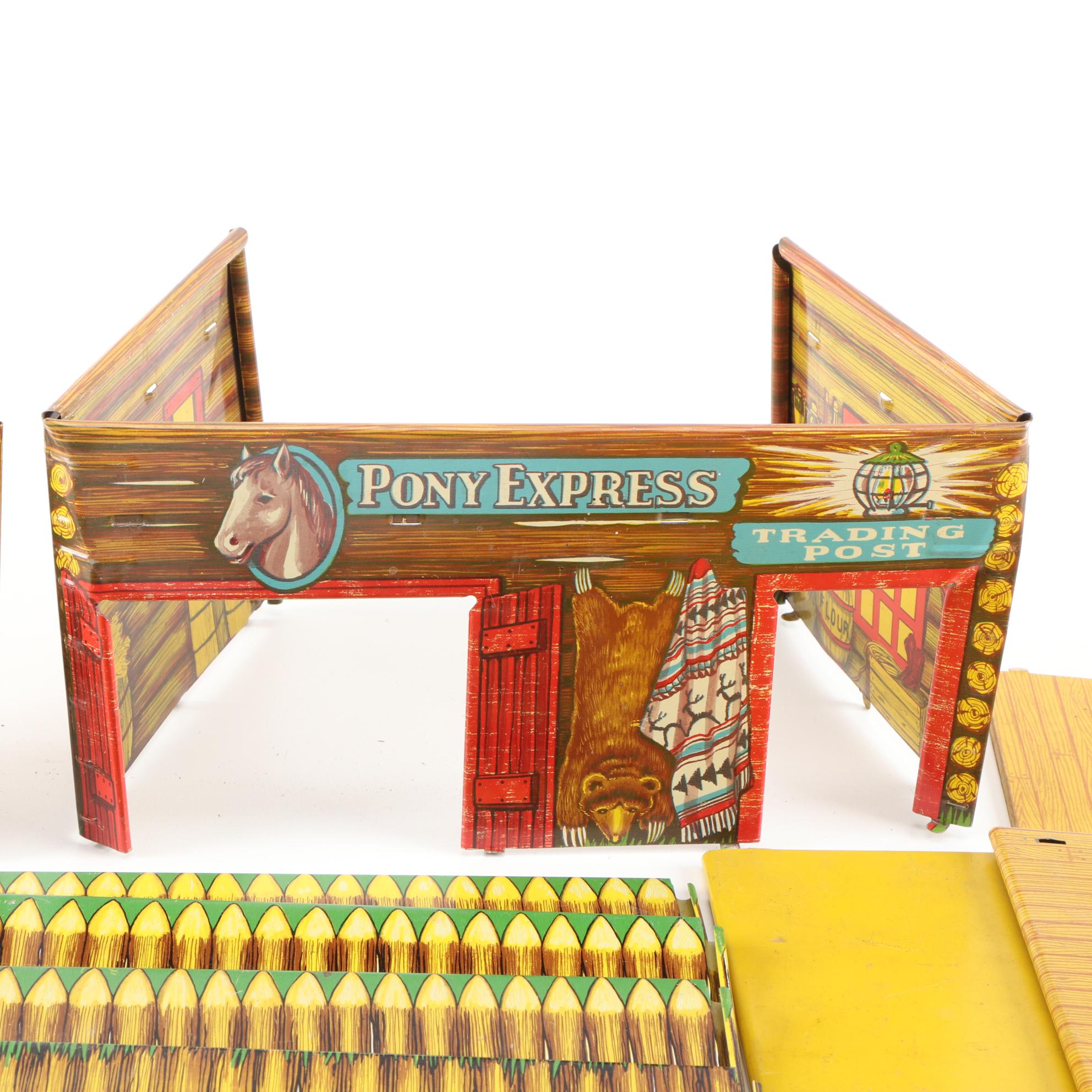 Pony Express Trading Post and Fort Superior Western Play Sets with Lead Figures