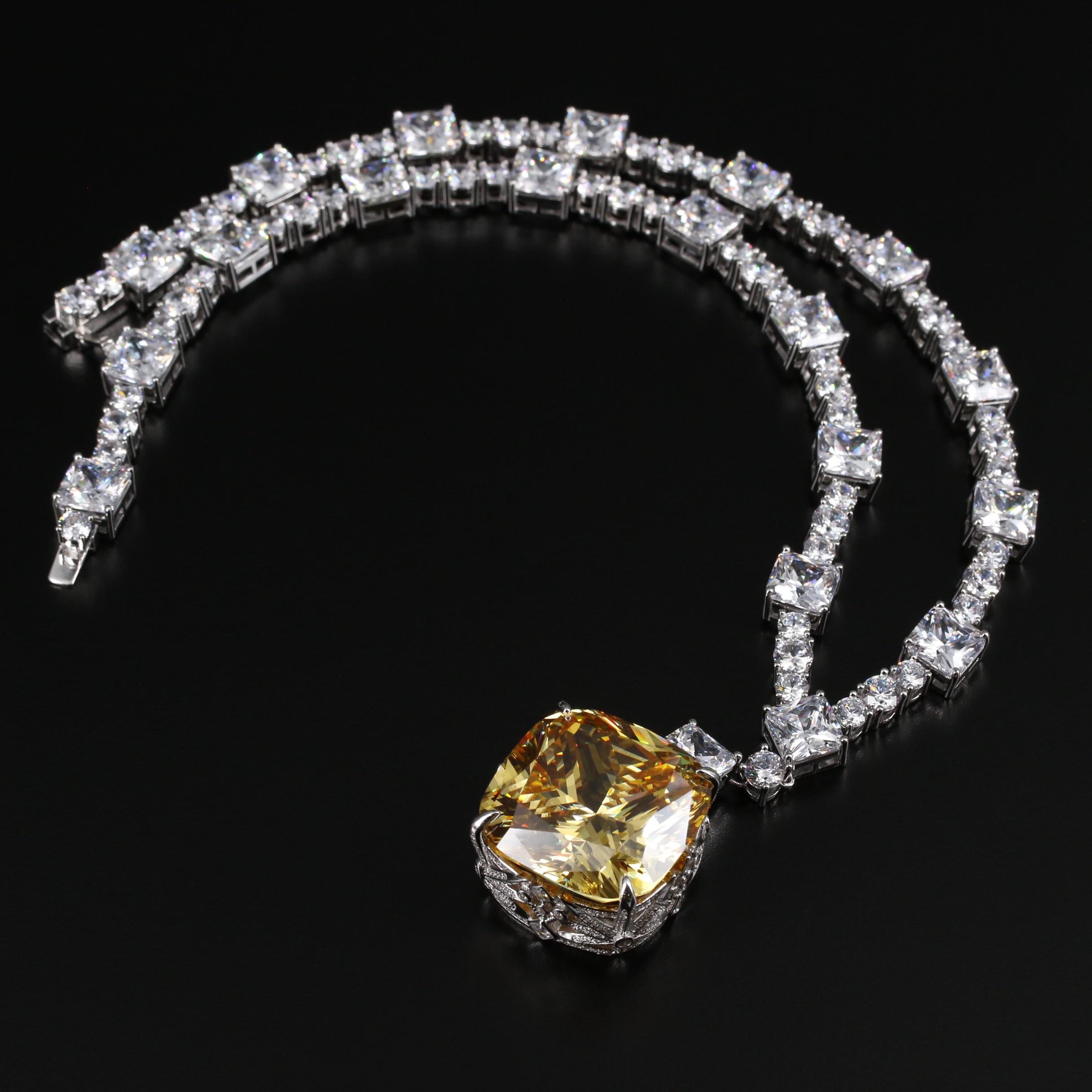 Cubic Zirconia the "Tiffany Diamond" Replica Necklace