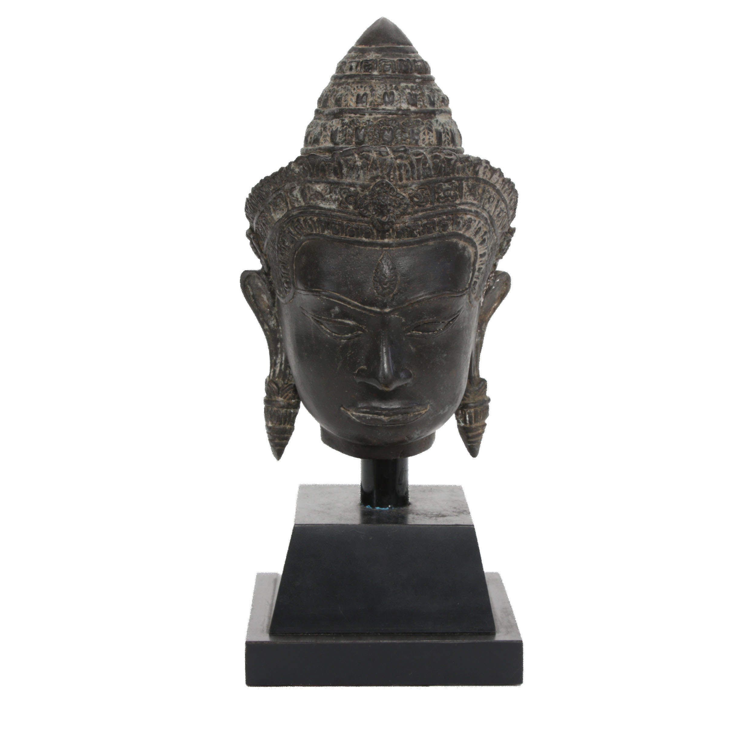 Lopburi-Khmer Style Bronze Crowned Head of Buddha