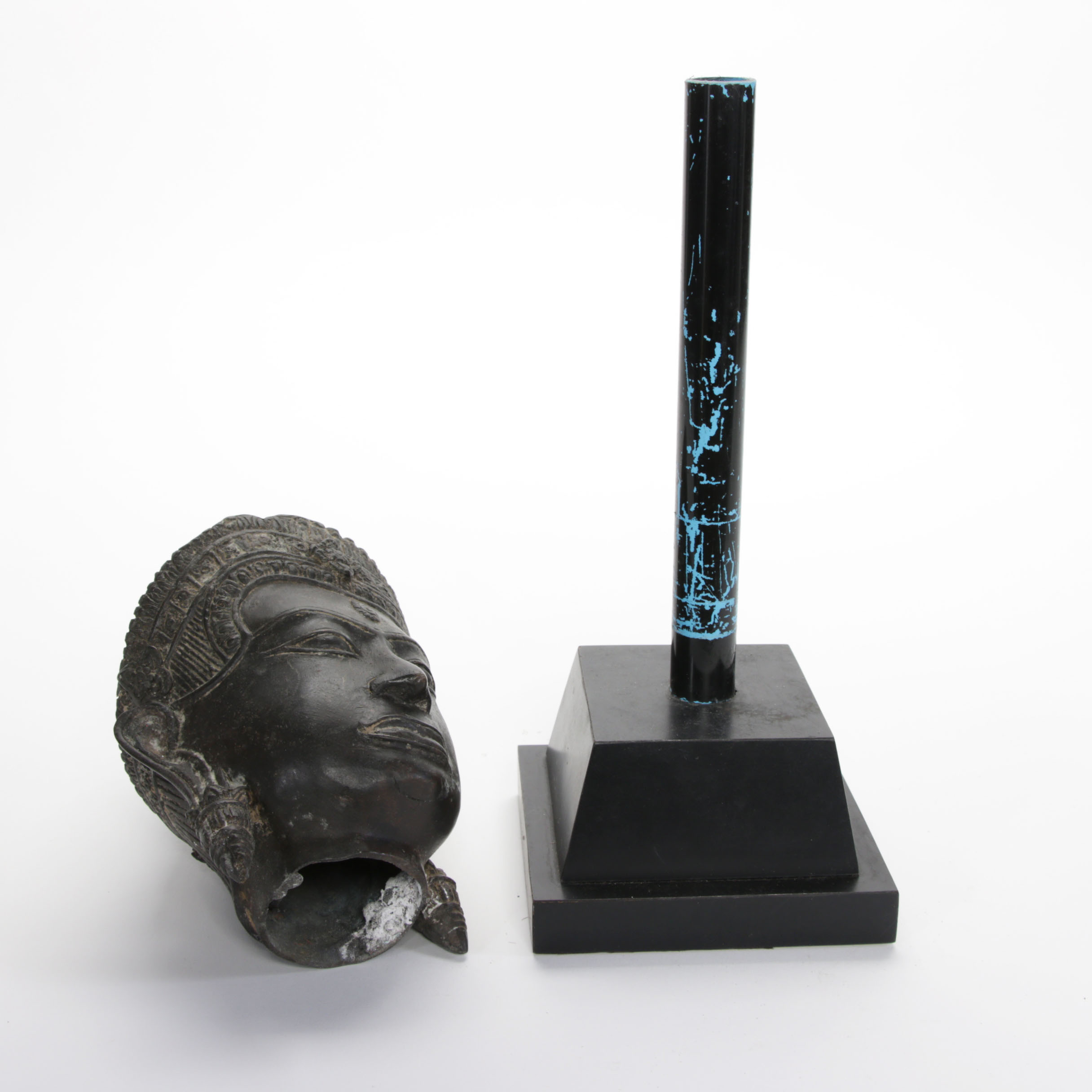 Lopburi-Khmer Style Bronze Crowned Head of Buddha