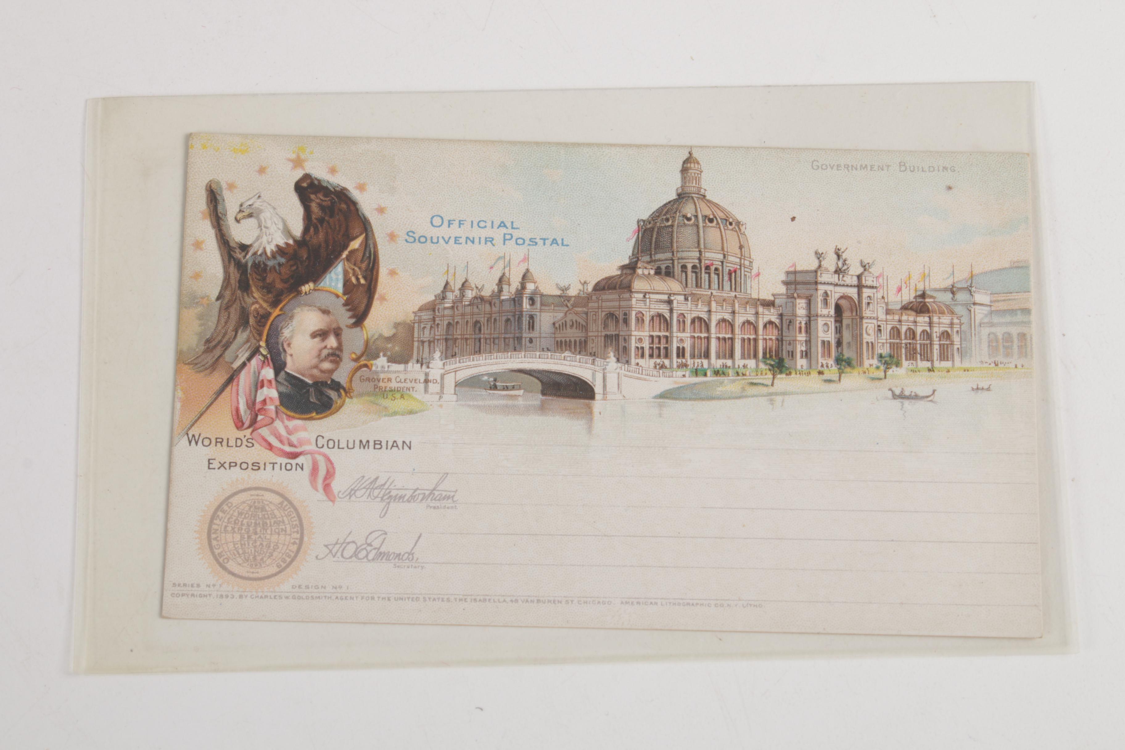 Unites States 1893 Columbian Exposition Postal Card with 1 Cent Stamp