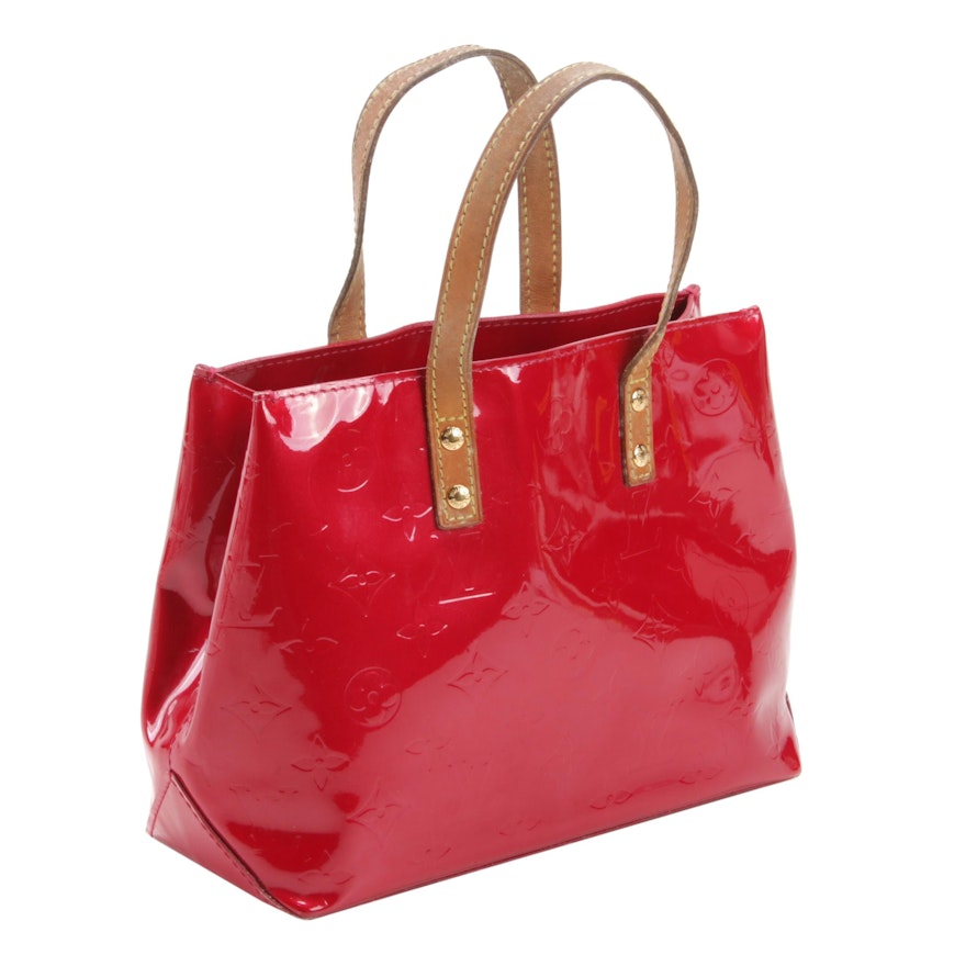 Louis Vuitton Red Monogram Vernis Reade PM Top Handle Bag