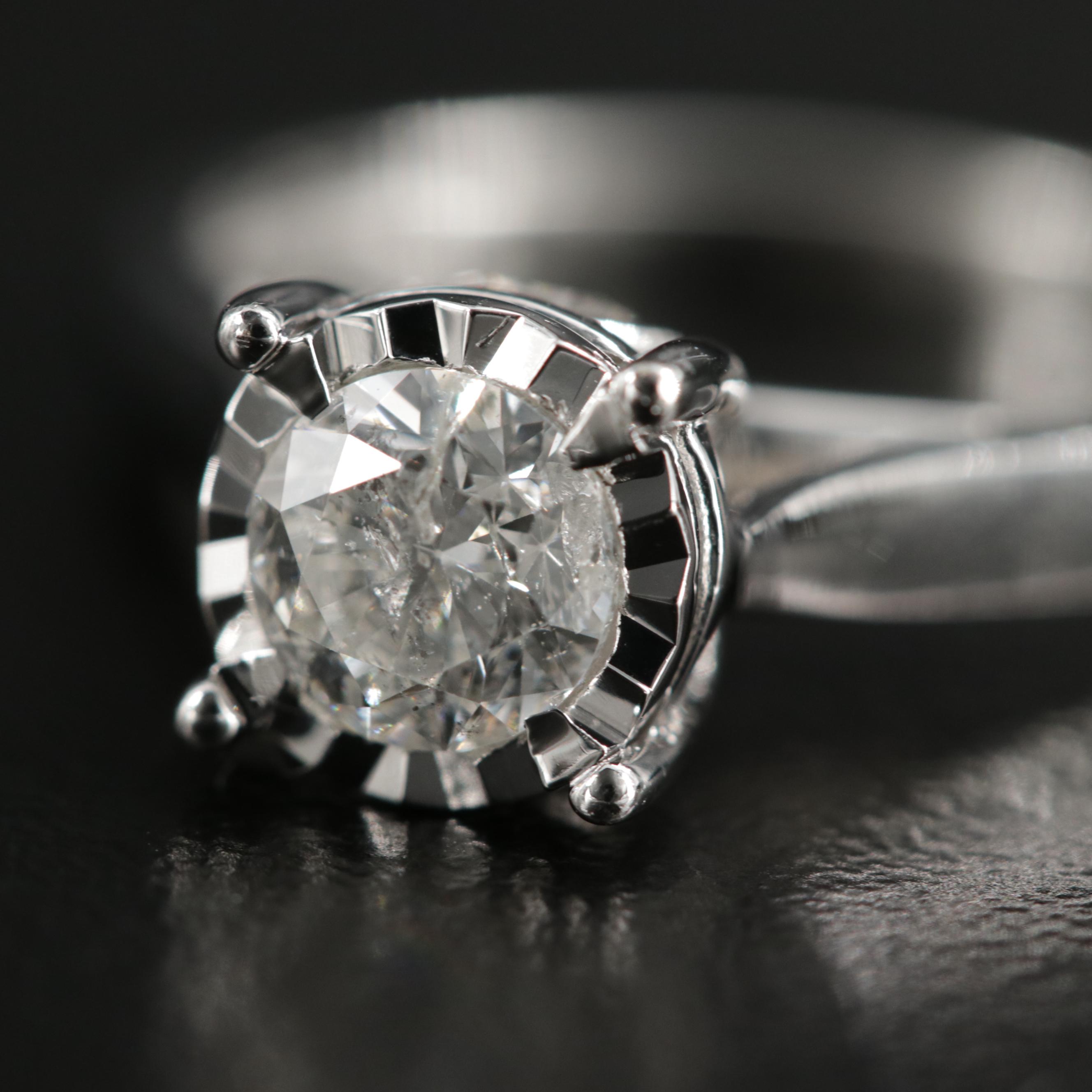 10K White Gold 1.04 CTW Diamond Ring