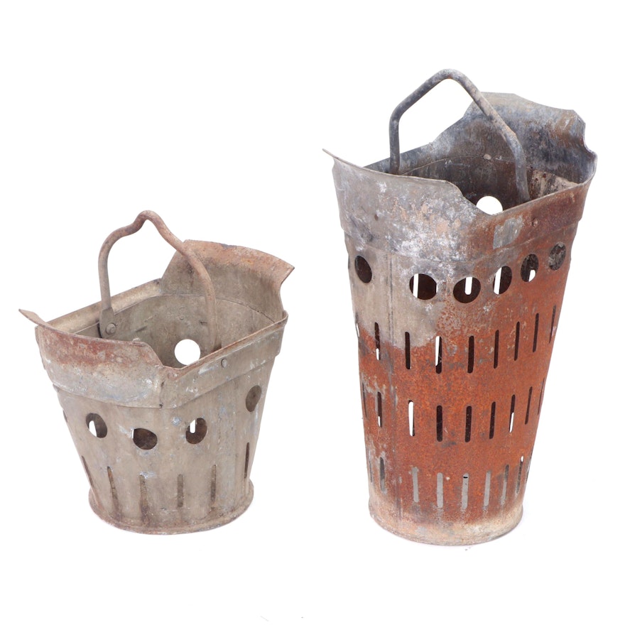 English Galvanized Metal Coal Buckets, circa 1900