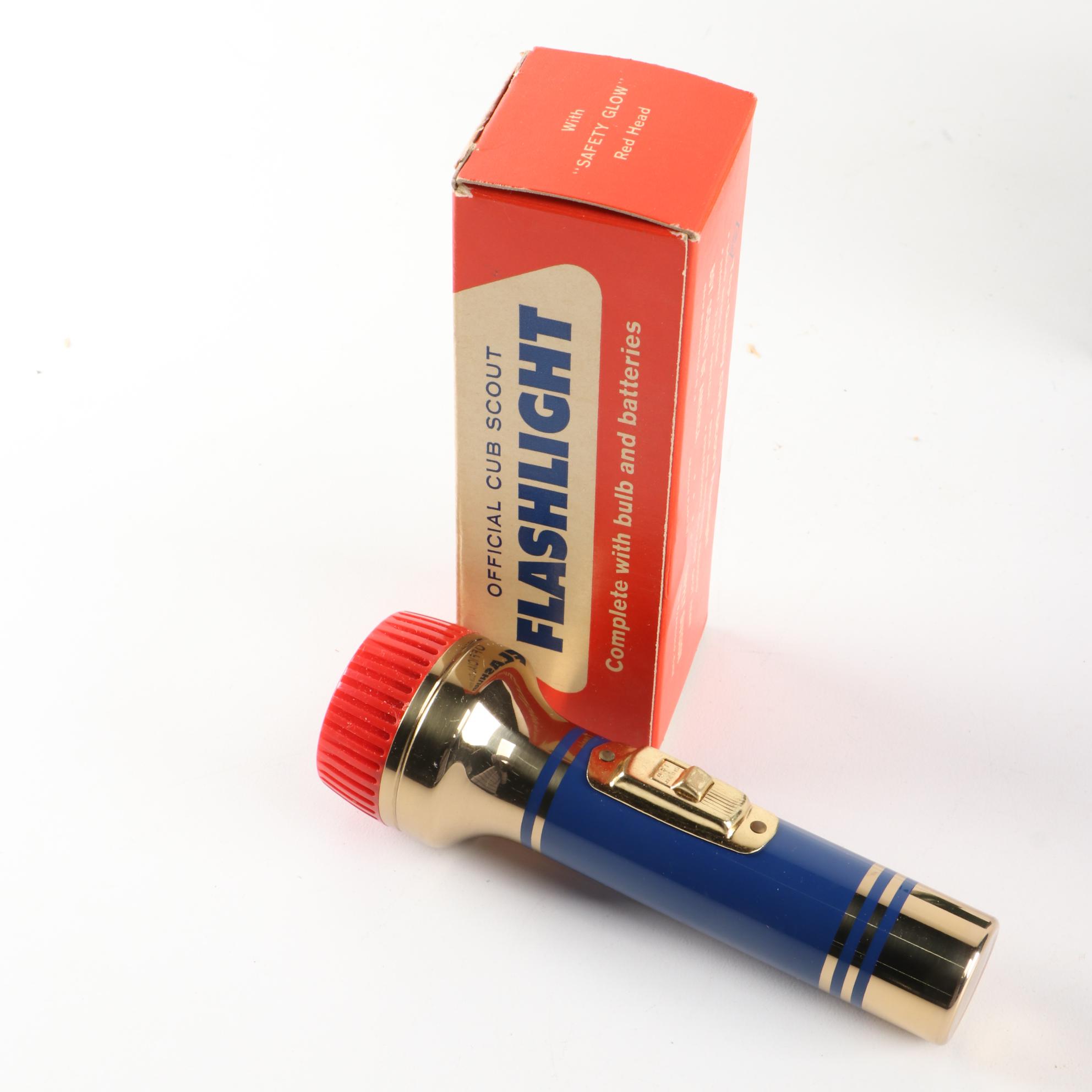 Marx Tiger Trike Wind-Up Toy, Mail Box Bank, Cap Guns, and Scout Flashlight