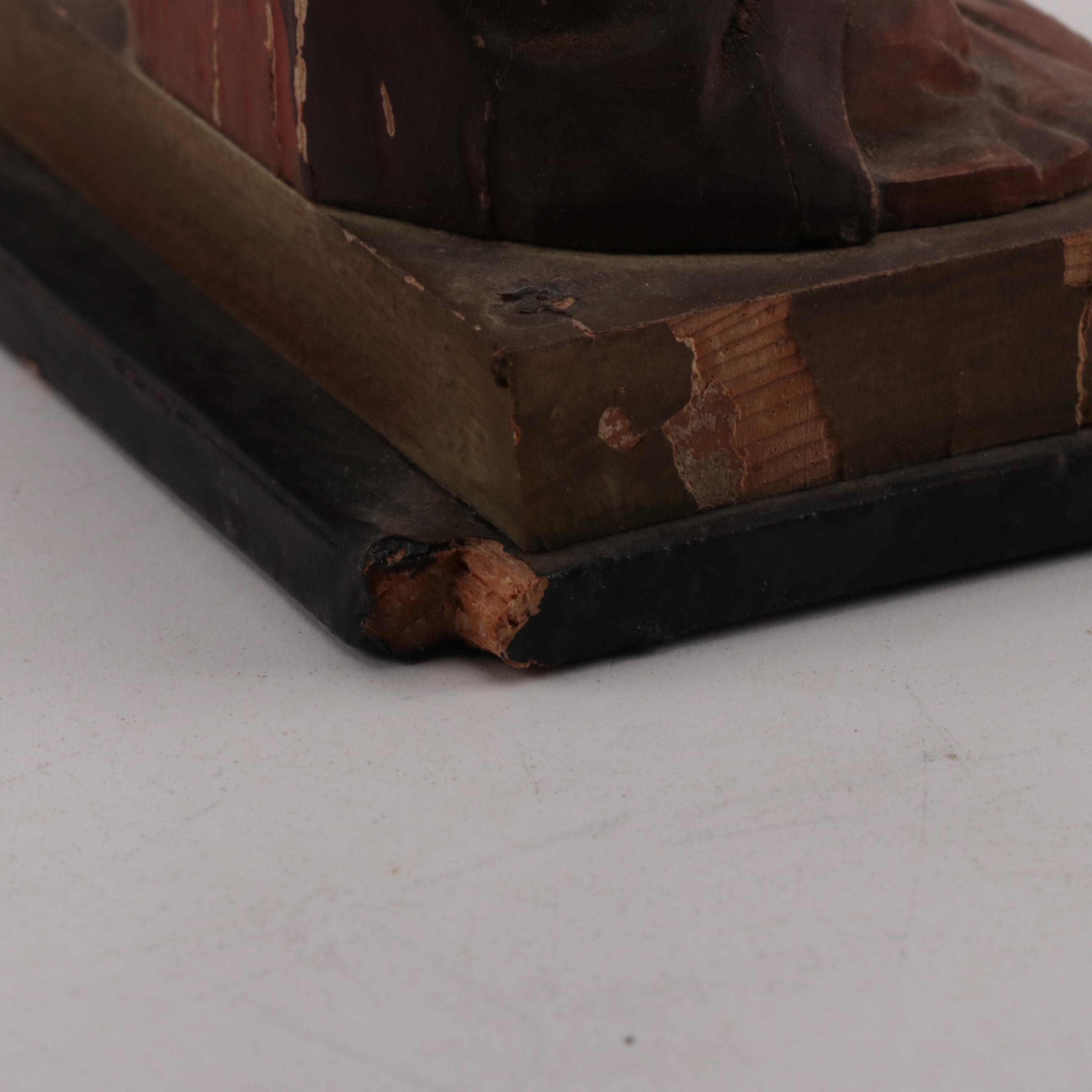 Japanese Buddhist Kūkai Polychrome Wood Sculpture