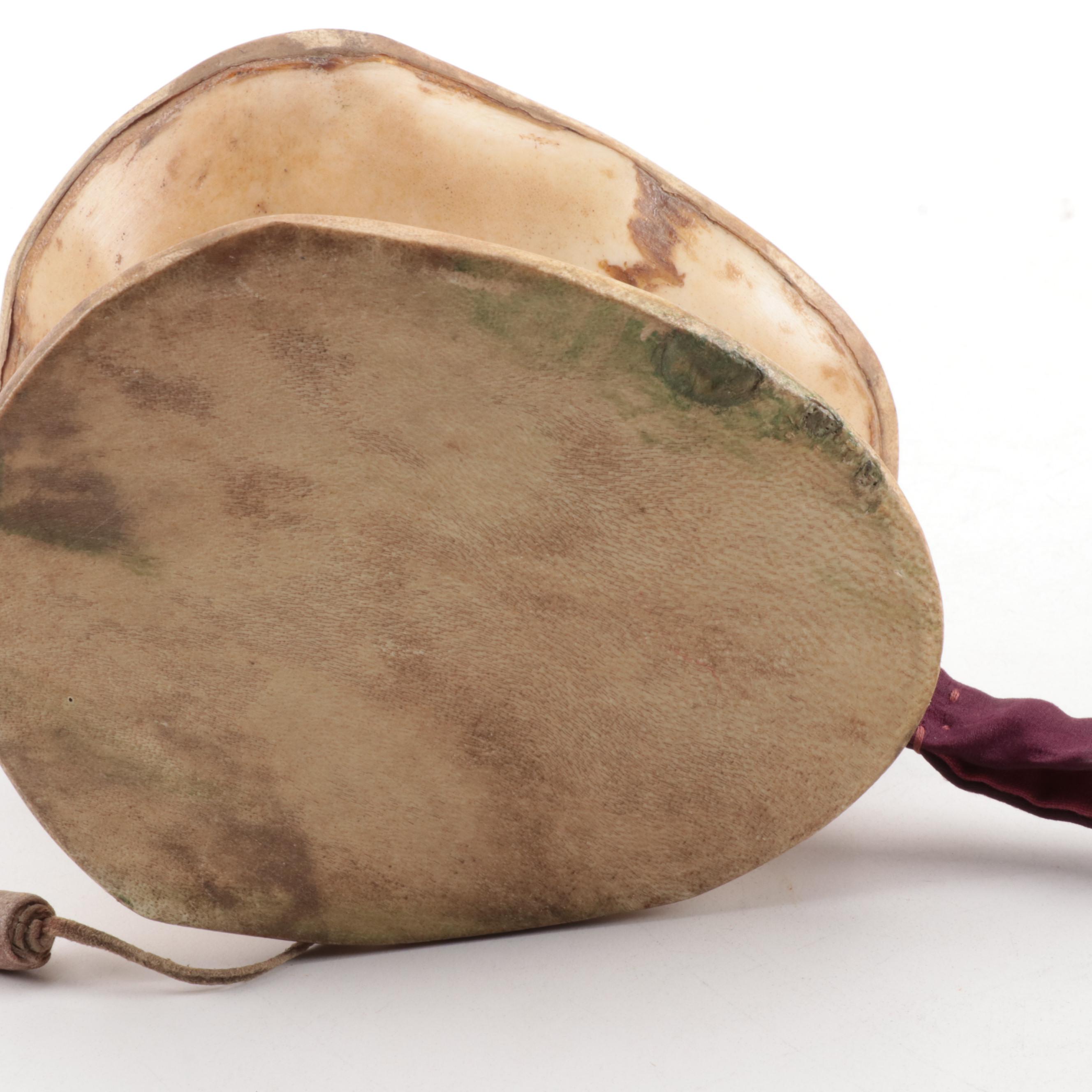 Tibetan Skull Damaru Drum, Early 20th Century