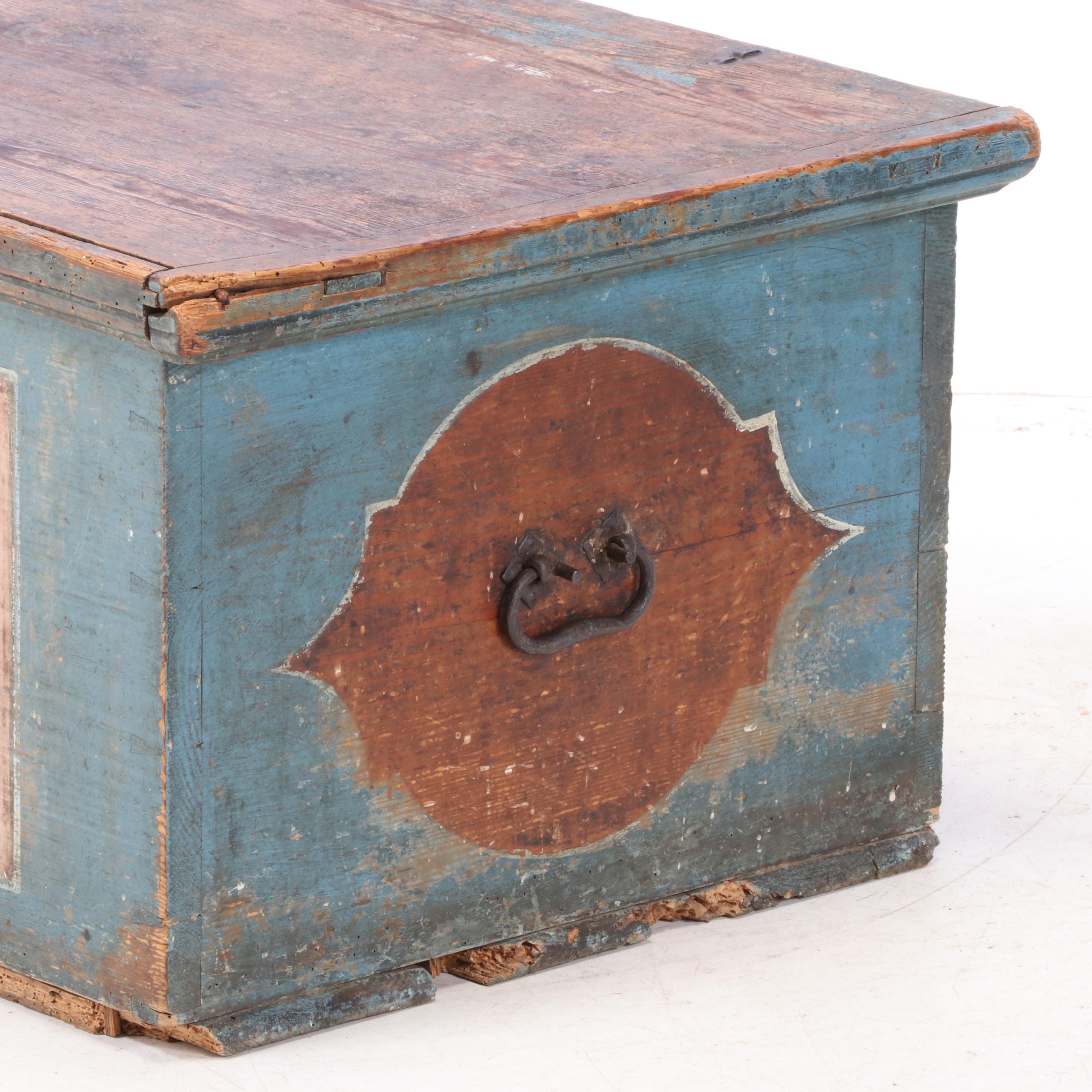 Continental Paint-Decorated Pine Blanket Chest, 19th Century