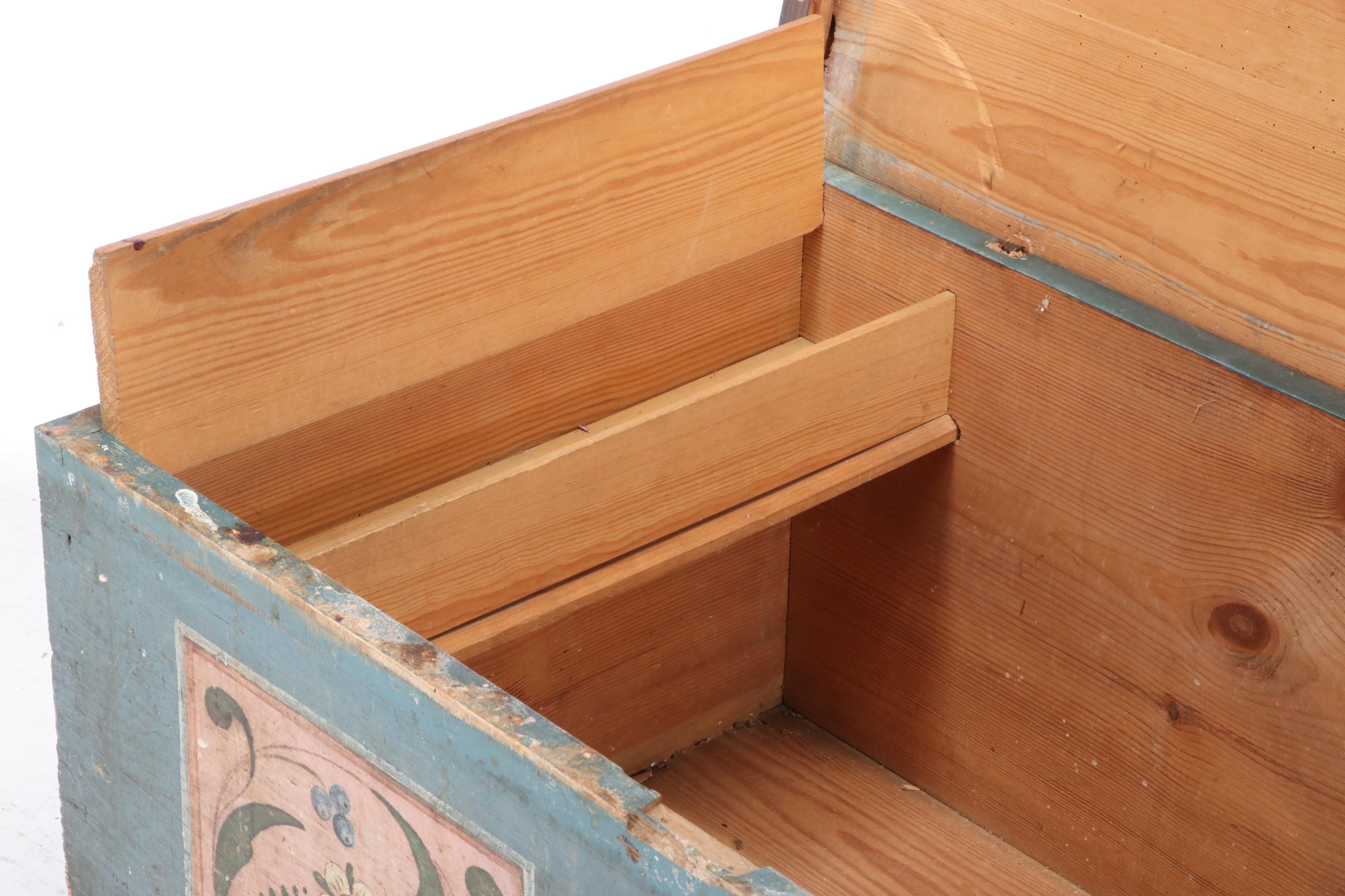 Continental Paint-Decorated Pine Blanket Chest, 19th Century