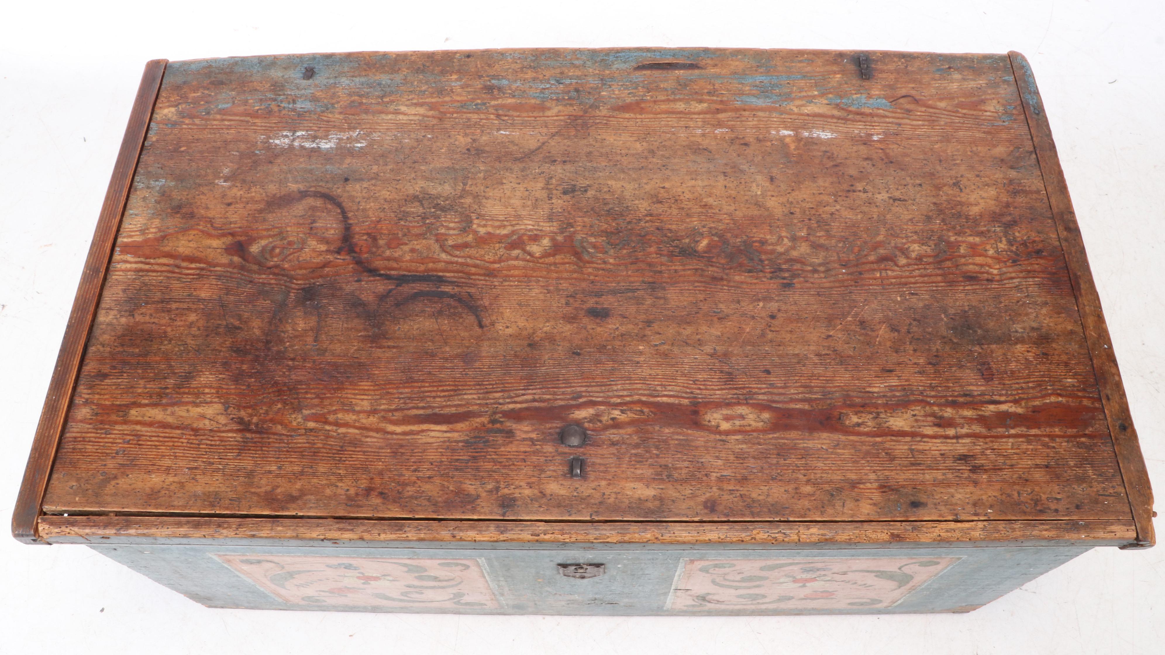 Continental Paint-Decorated Pine Blanket Chest, 19th Century