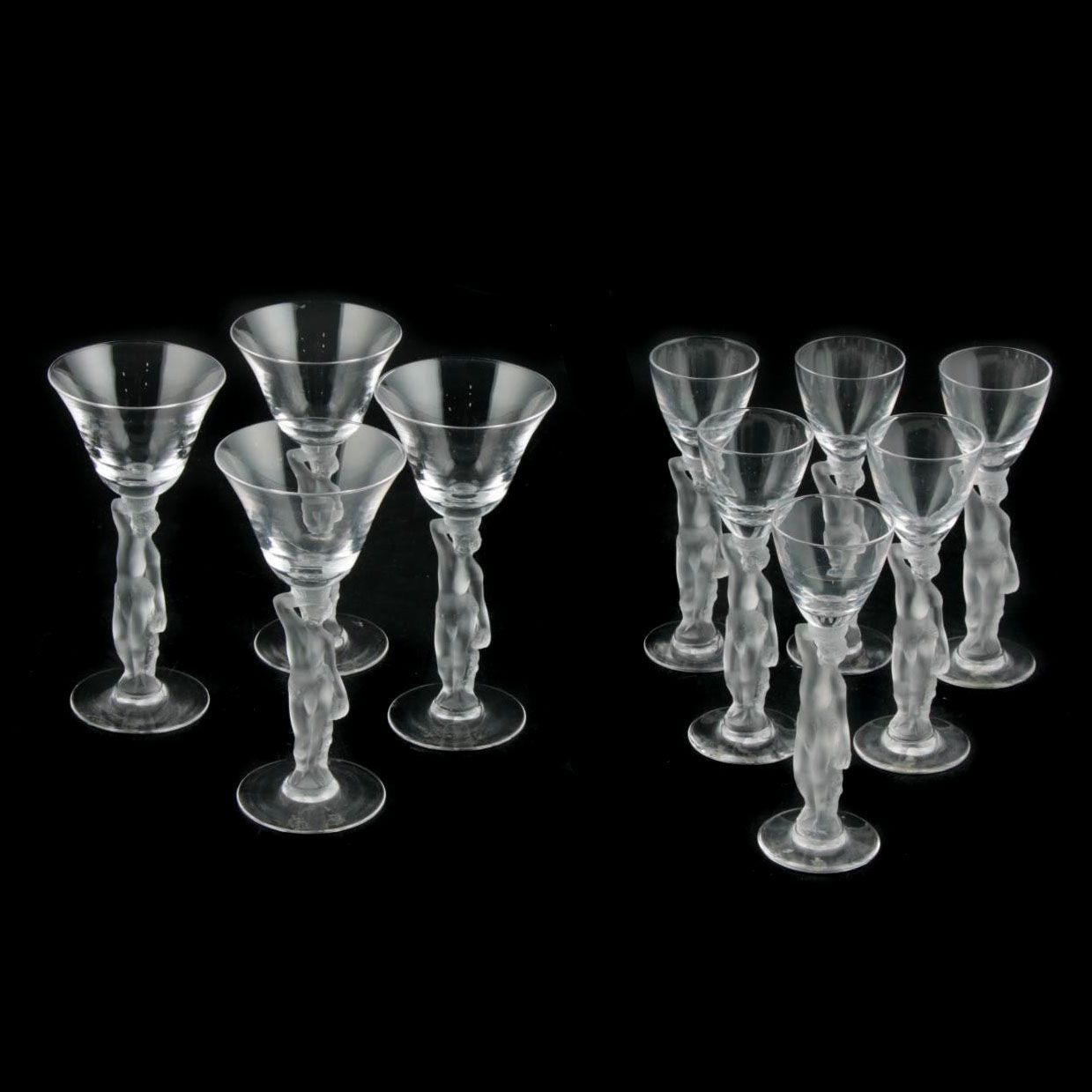 Bayel Lalique Style Bacchus Nude Stemware