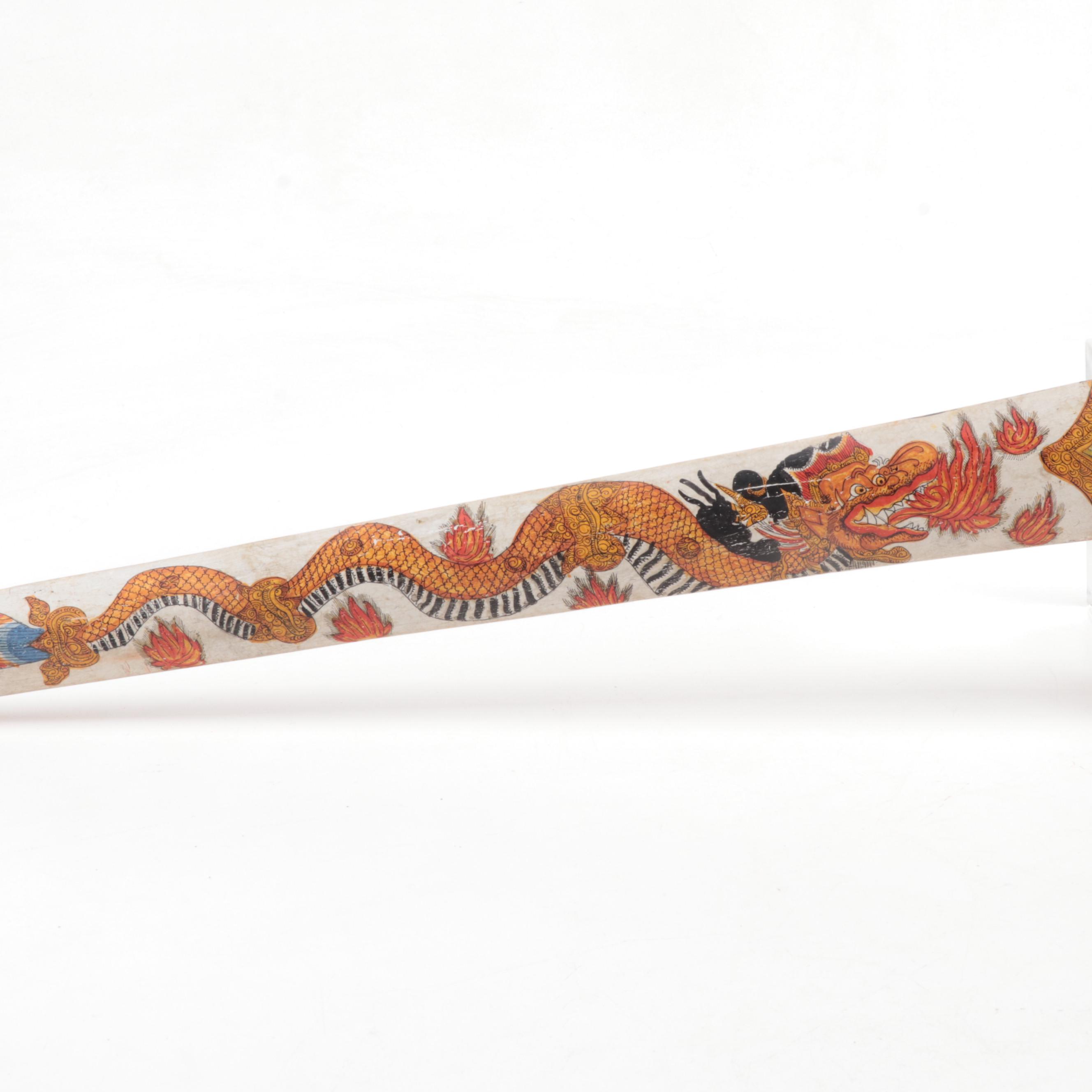 Balinese Keris and Sheath with Ramayana and Naga Scenes