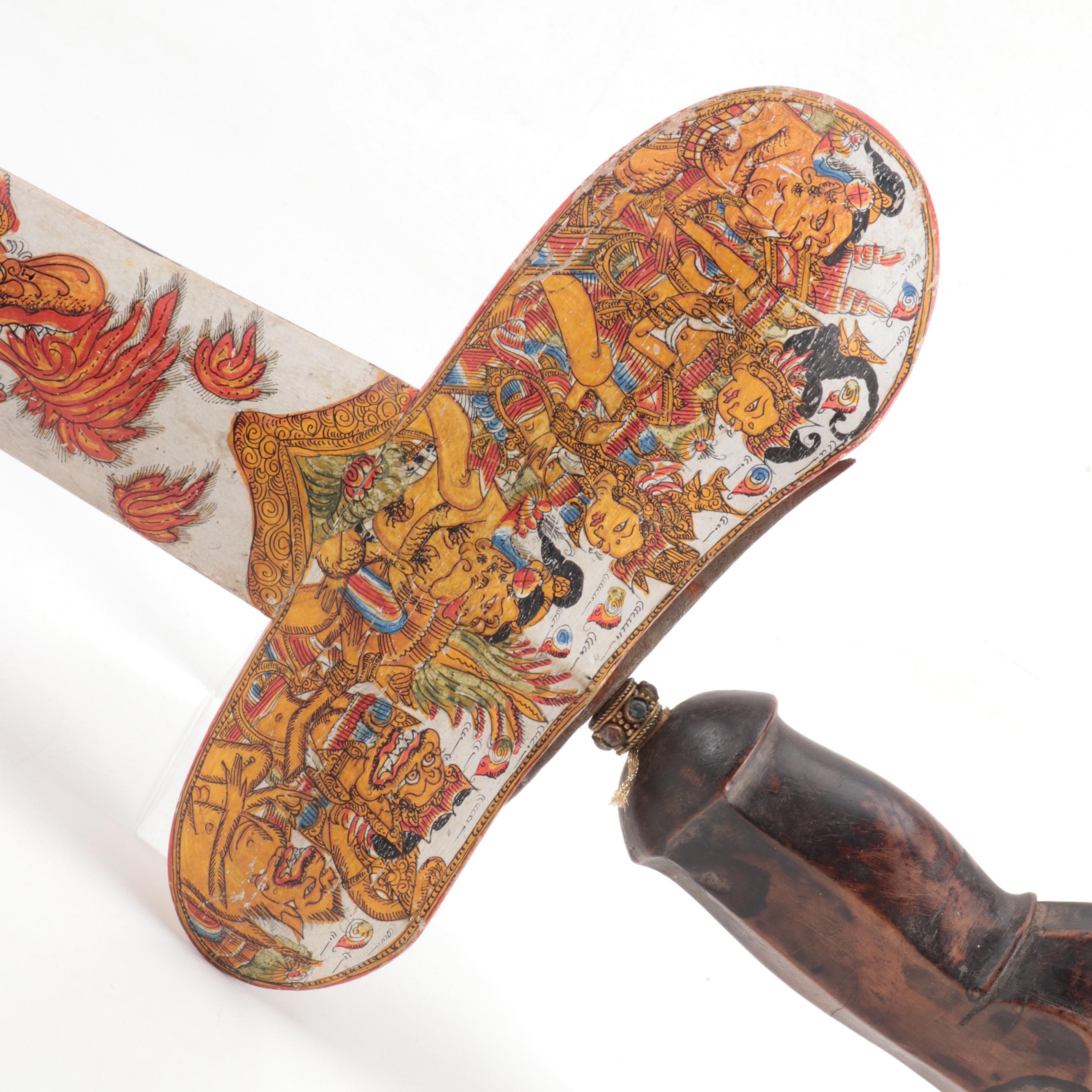 Balinese Keris and Sheath with Ramayana and Naga Scenes