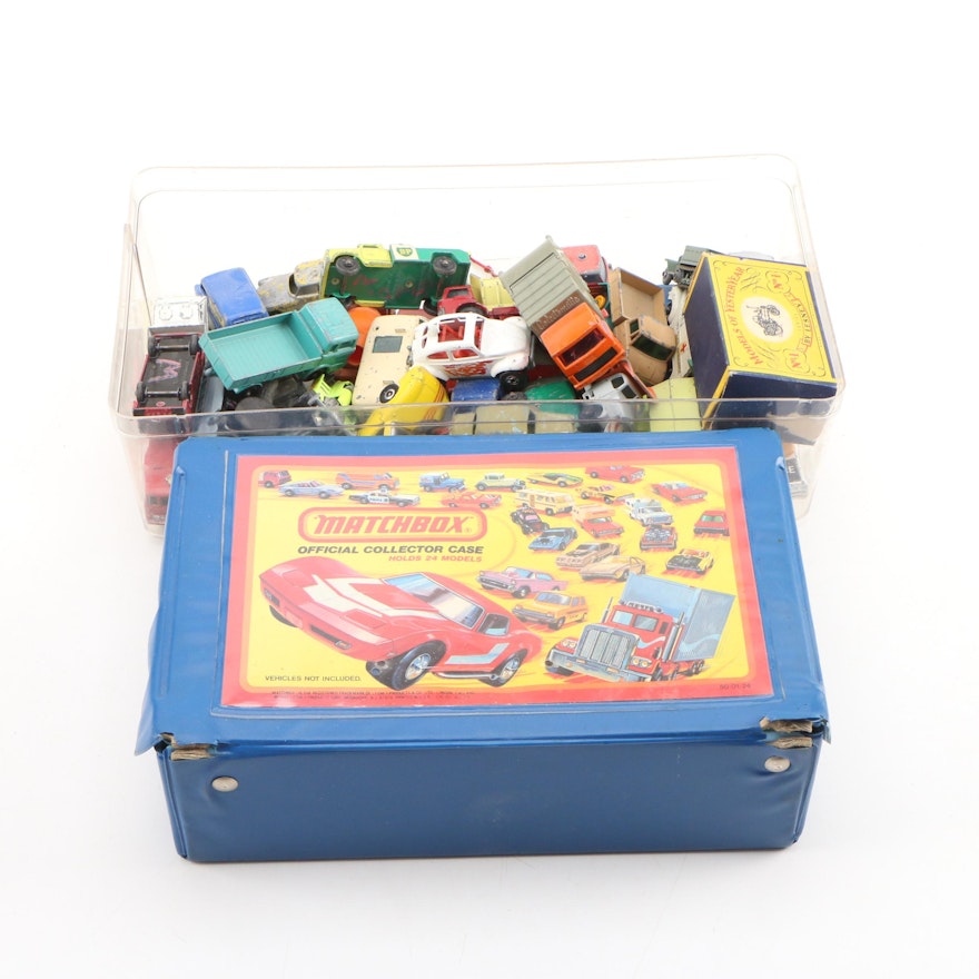 Matchbox and Hot Wheels Die-Cast and Plastic Model Cars with Storage Case