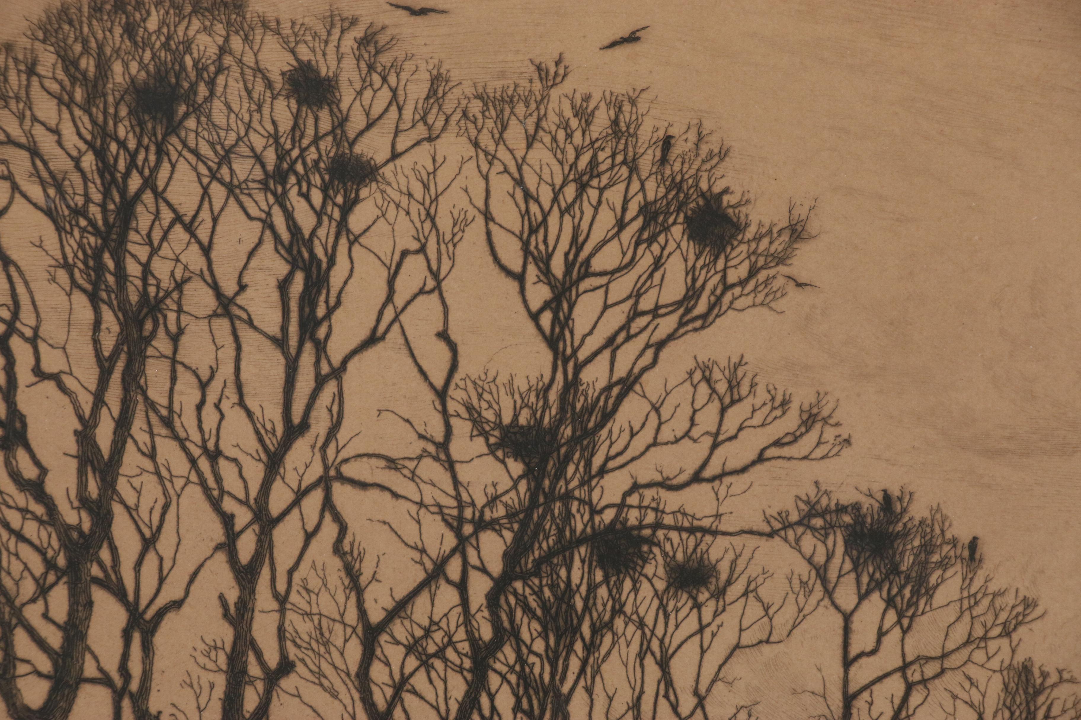 Frederick Albert Slocombe Etching "The Rookery"