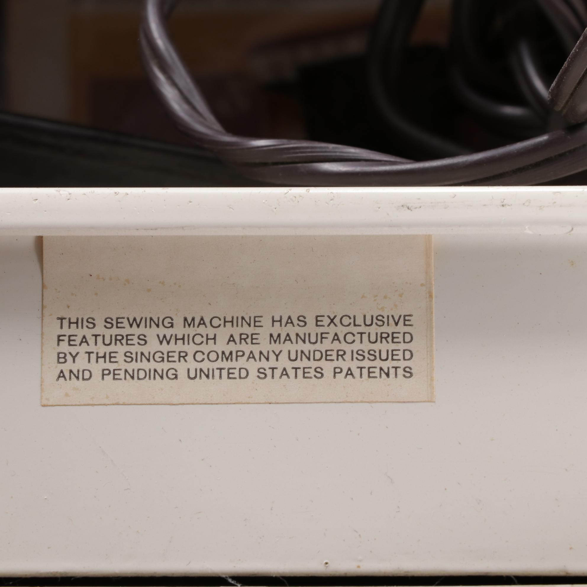 Singer Touch and Sew Sewing Machine and Walnut Sewing Cabinet, circa 1969