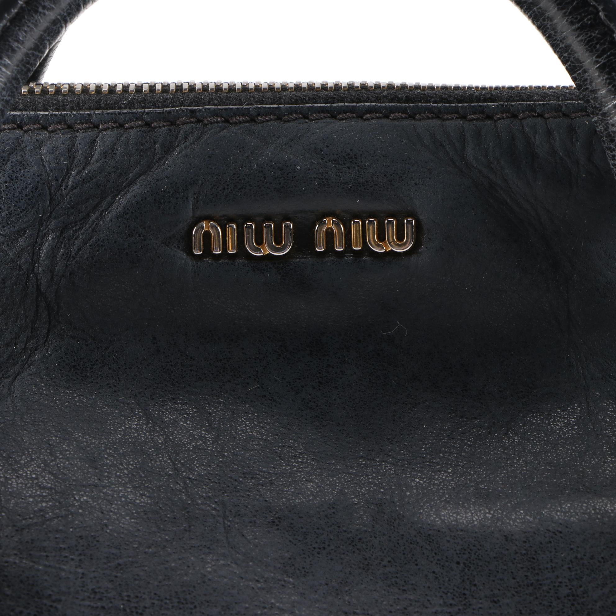 Miu Miu Bow Satchel in Black Vitello Lux Leather
