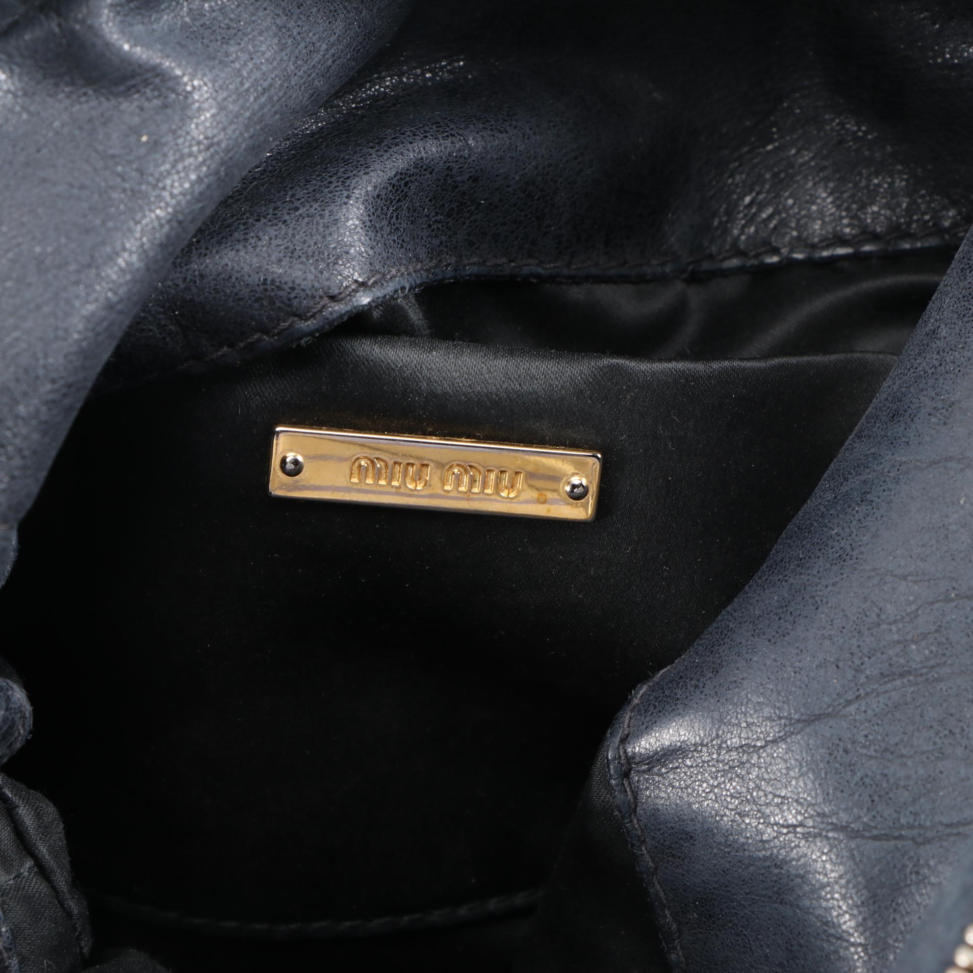 Miu Miu Bow Satchel in Black Vitello Lux Leather