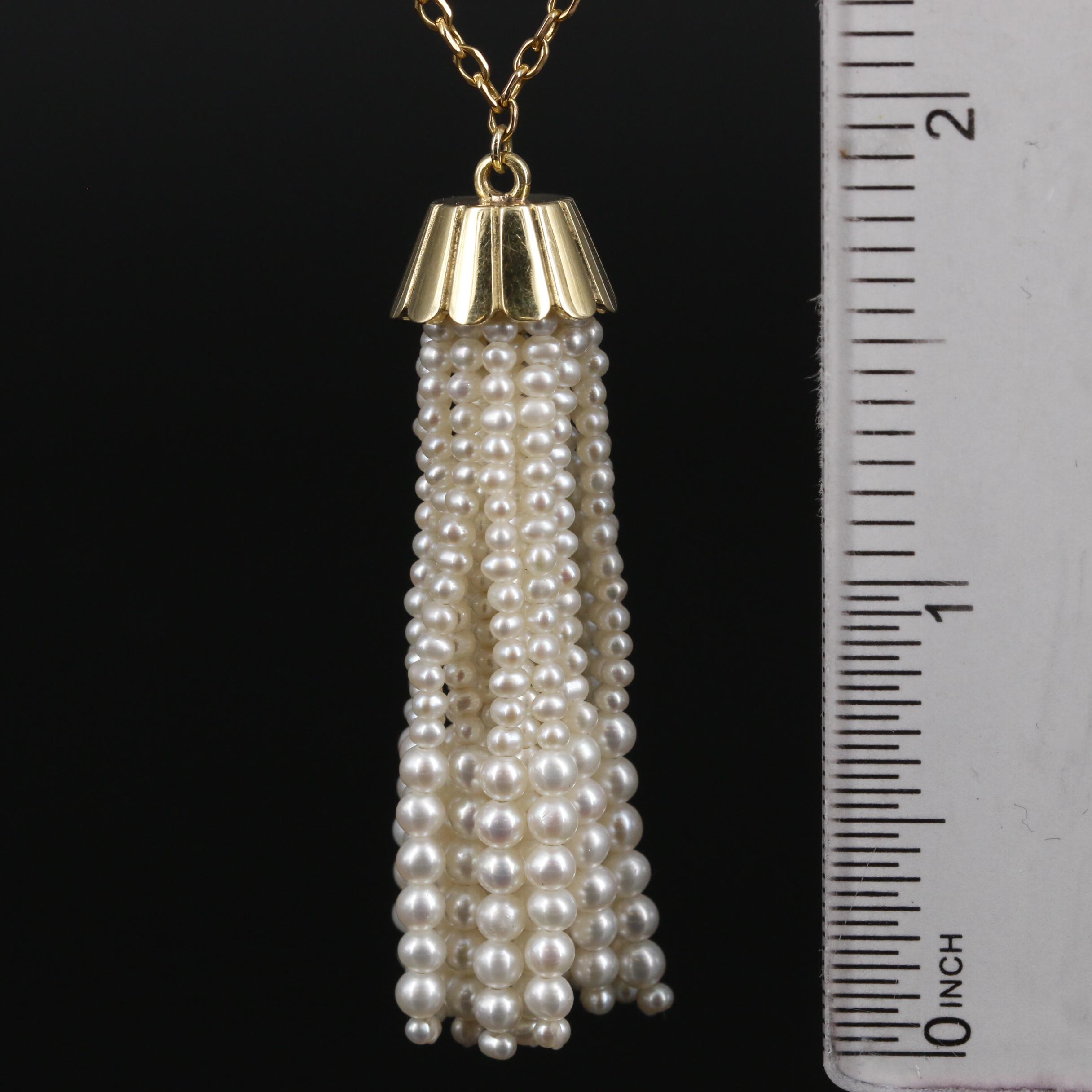 18K Gold Pearl Tassel Necklace