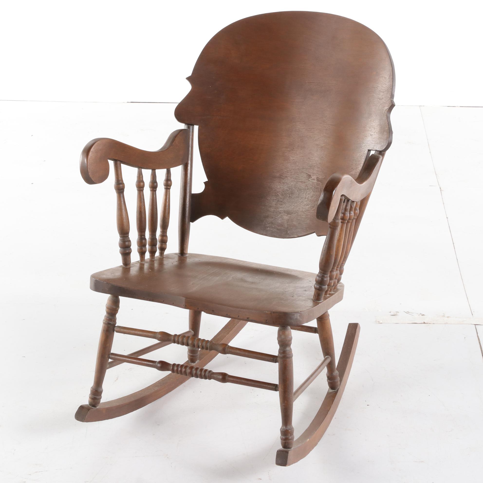 Birch Rocking Chair and Walnut Stick and Ball Table, Late 19th/Early 20th C.