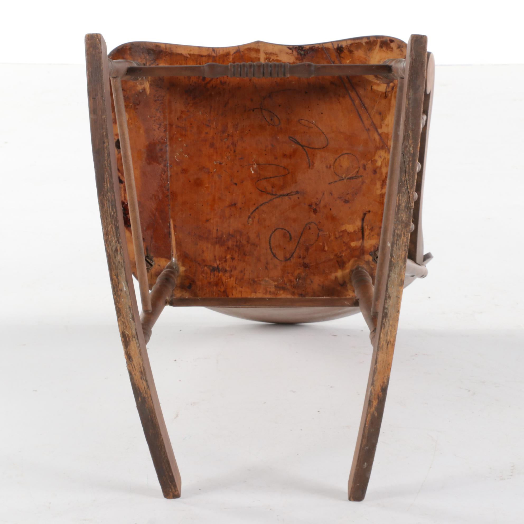Birch Rocking Chair and Walnut Stick and Ball Table, Late 19th/Early 20th C.