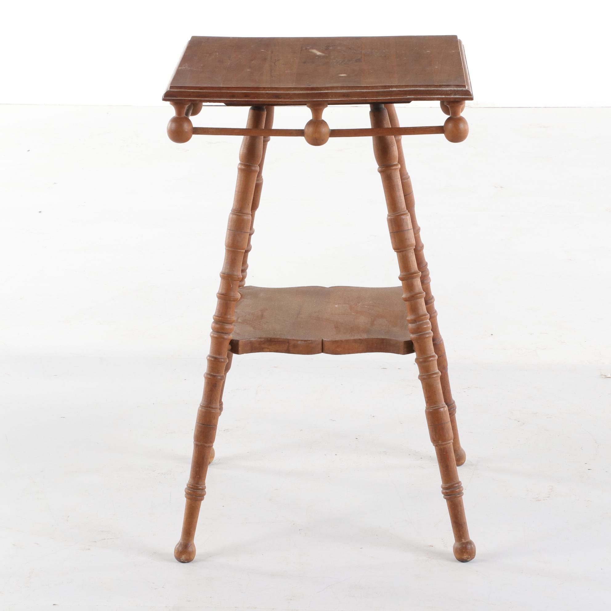 Birch Rocking Chair and Walnut Stick and Ball Table, Late 19th/Early 20th C.