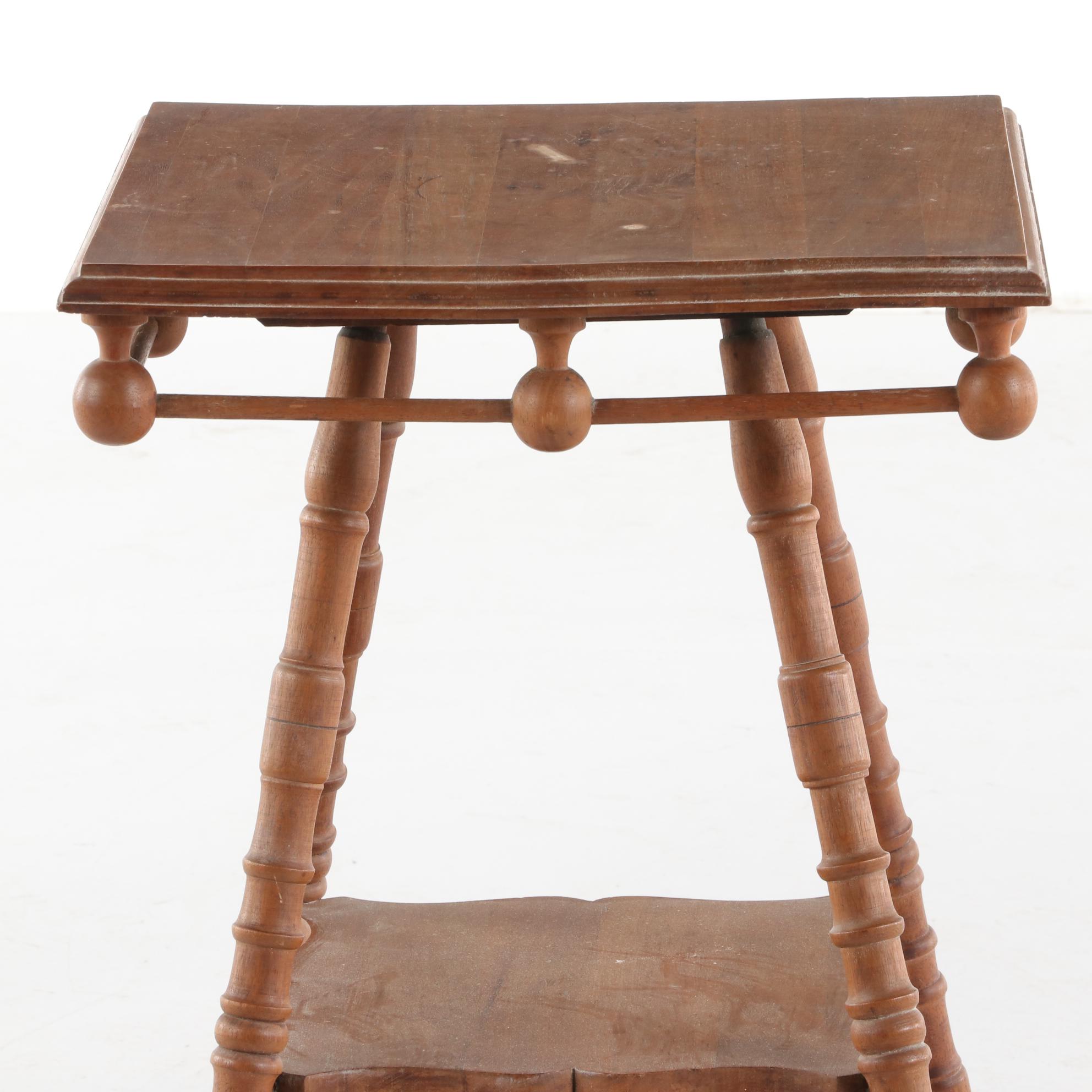 Birch Rocking Chair and Walnut Stick and Ball Table, Late 19th/Early 20th C.
