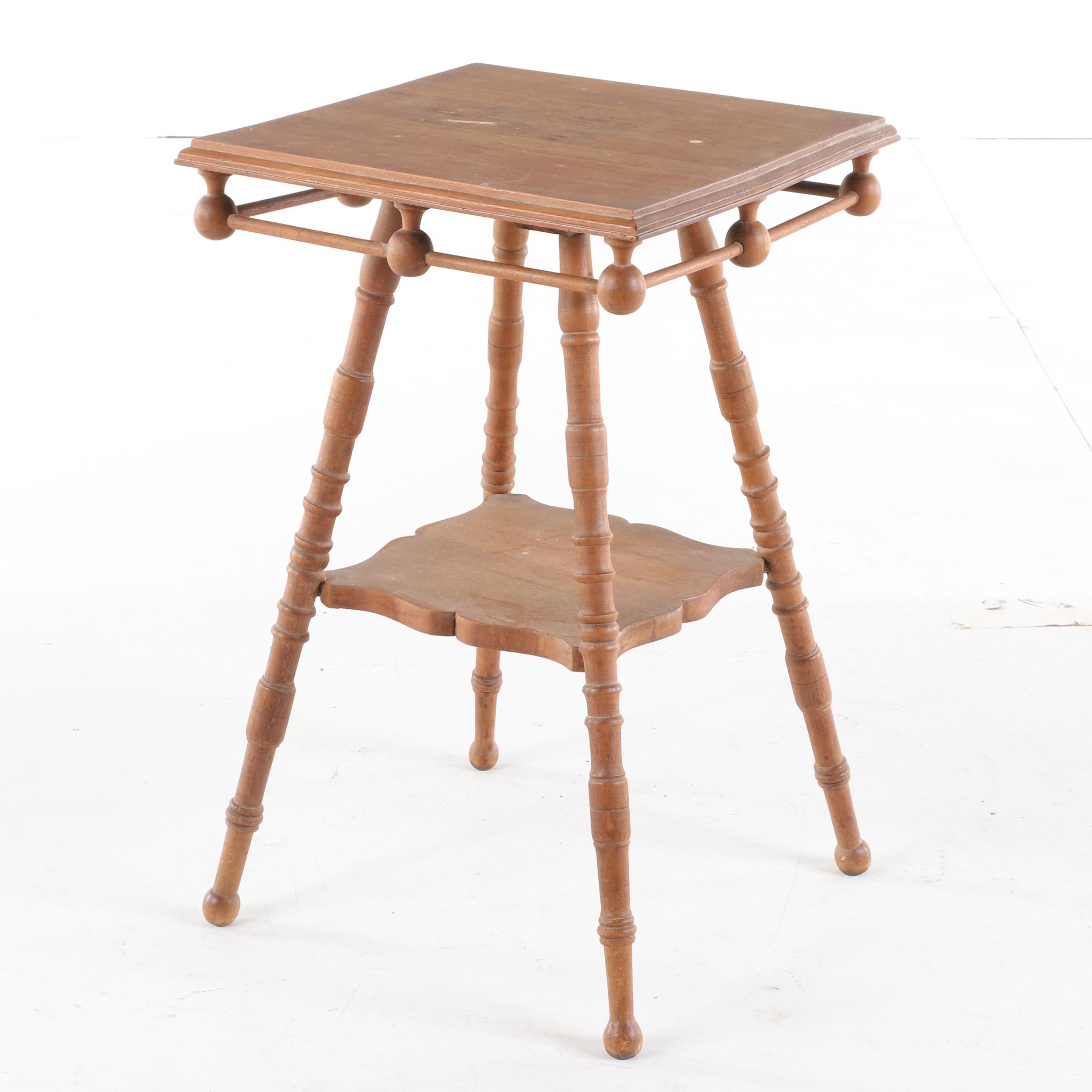 Birch Rocking Chair and Walnut Stick and Ball Table, Late 19th/Early 20th C.