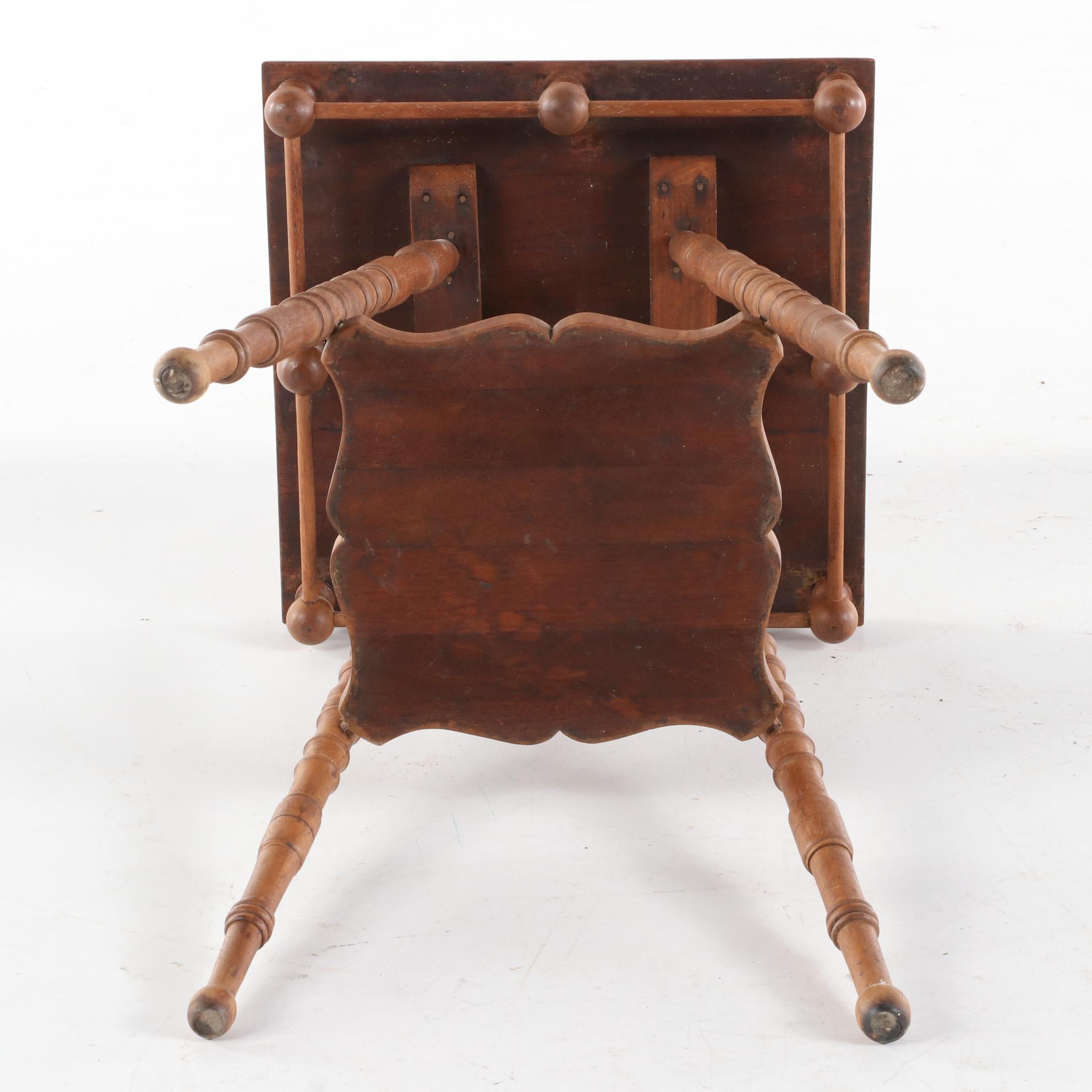 Birch Rocking Chair and Walnut Stick and Ball Table, Late 19th/Early 20th C.