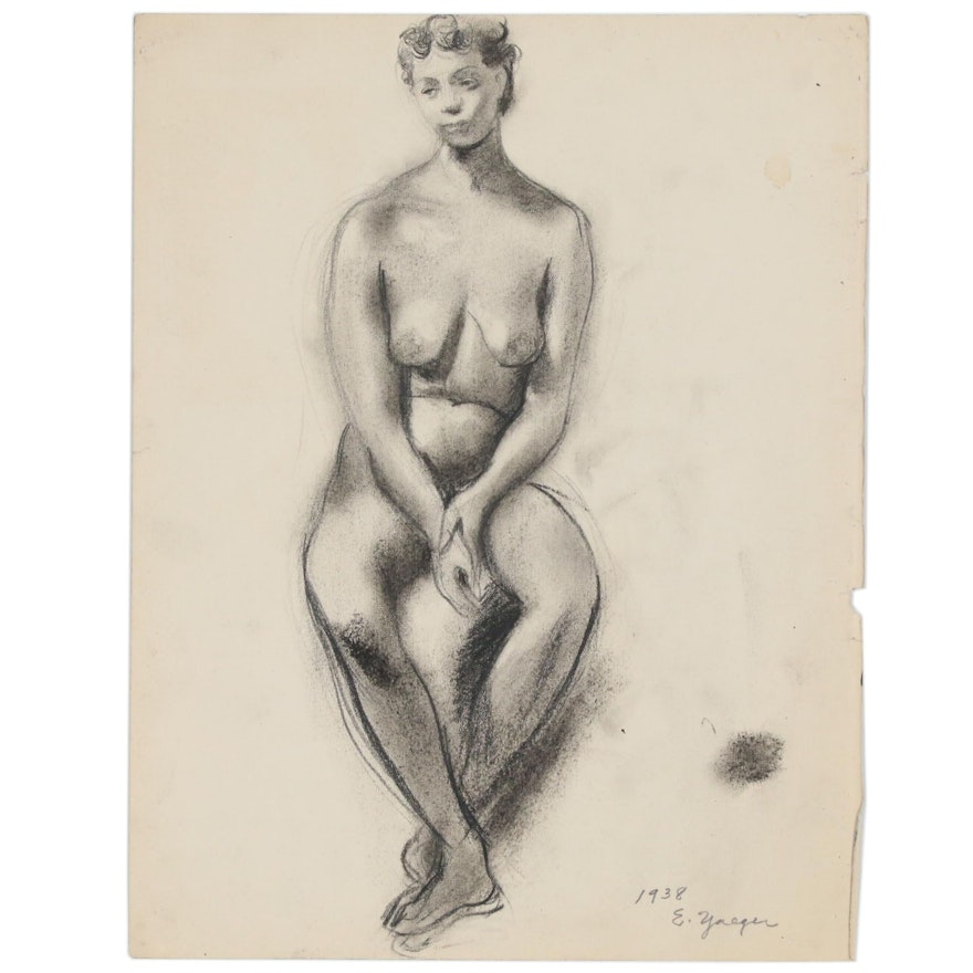 Edgar Yaeger Charcoal Figure Drawing, 1938