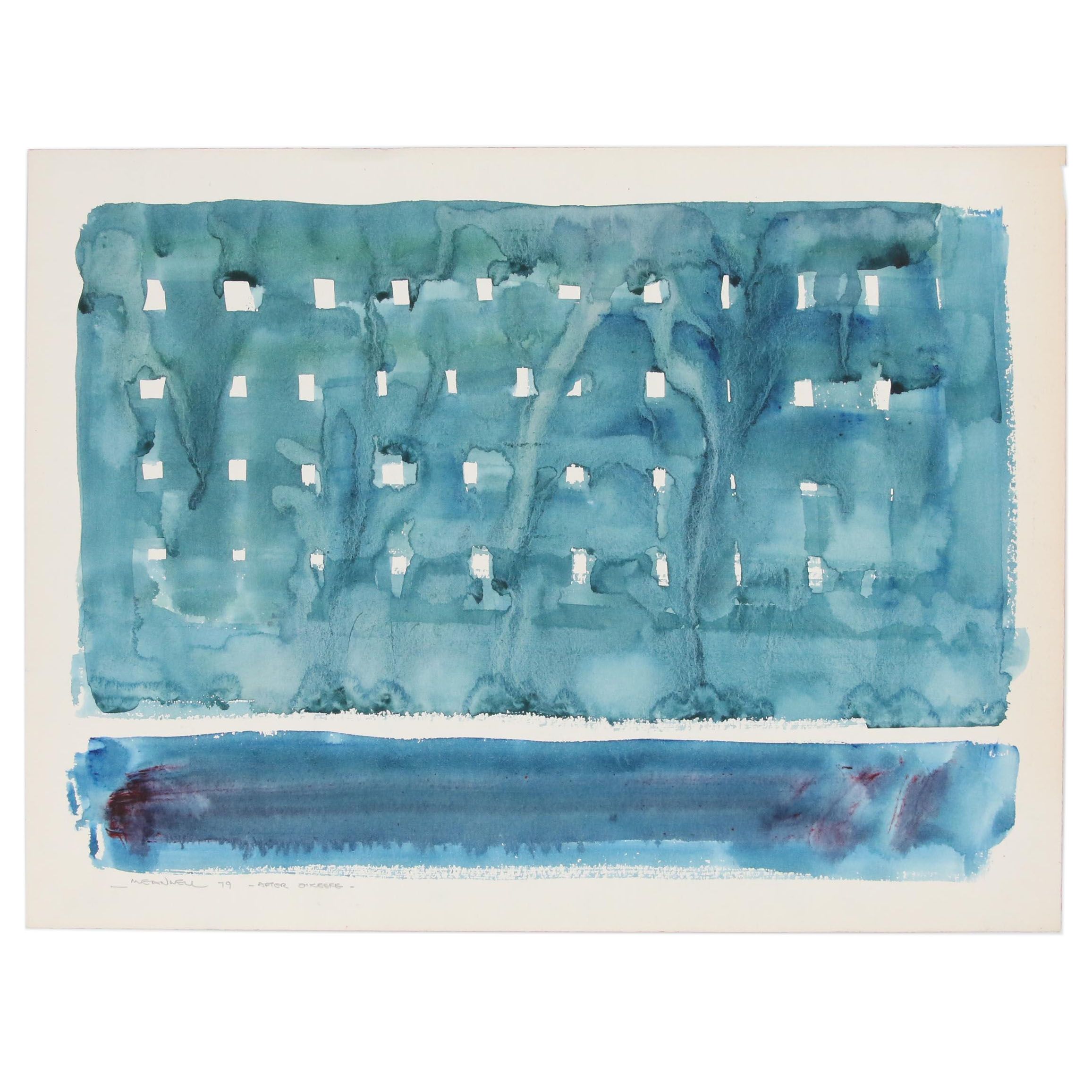 Jack Meanwell Abstract Watercolor Painting "After O'Keefe", 1979