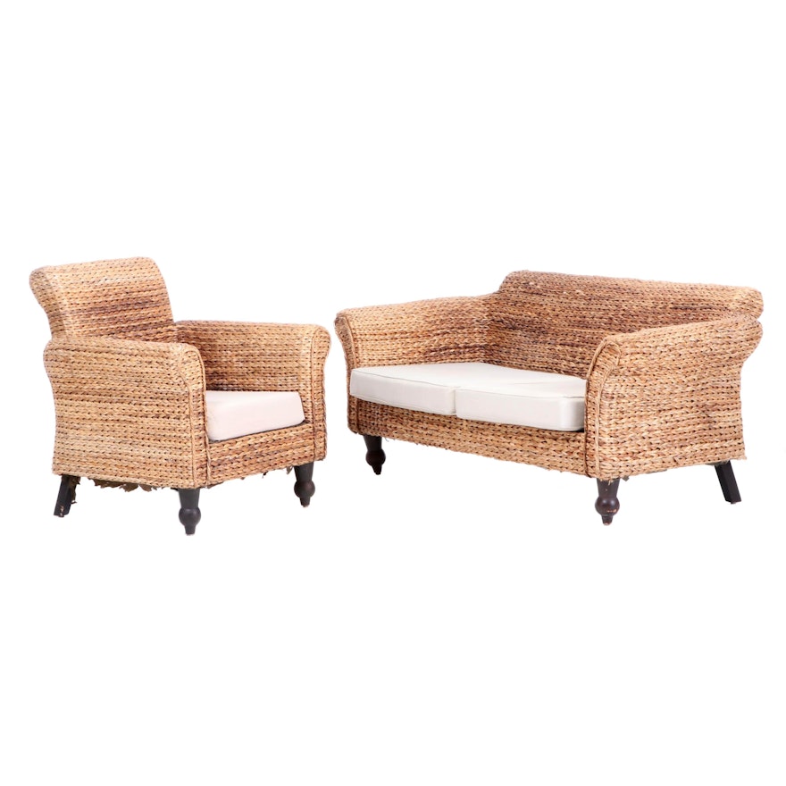 Woven Banana Leaf Sofa and Arm Chair