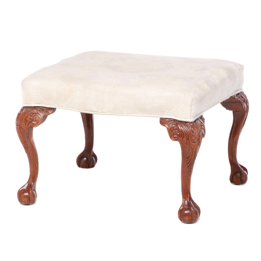 Chippendale Style Custom-Upholstered Footstool