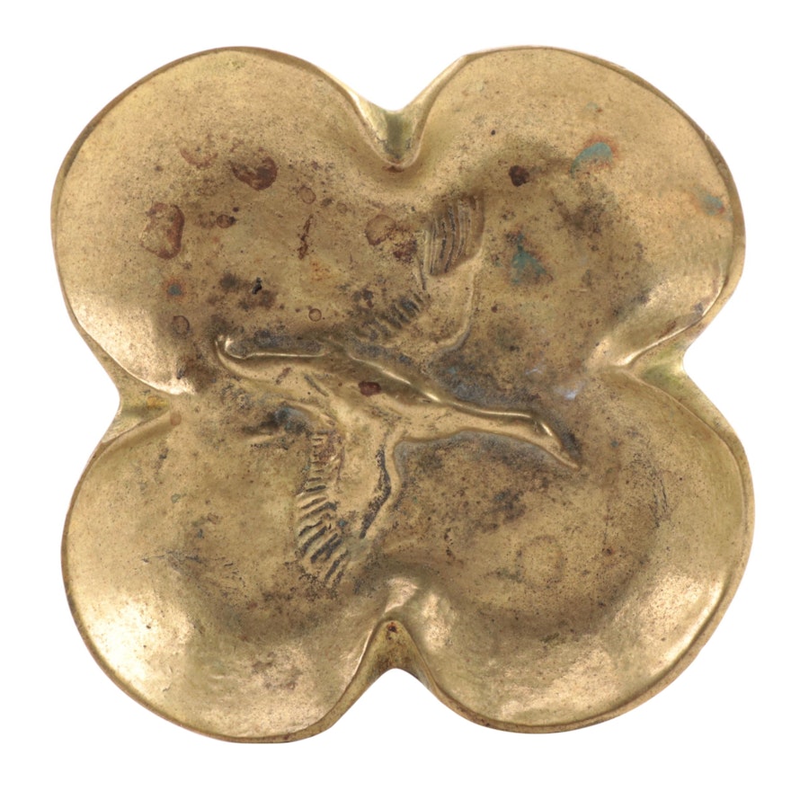 Virginia Metalcrafters Brass Quatrefoil Shaped Cigar Ashtray