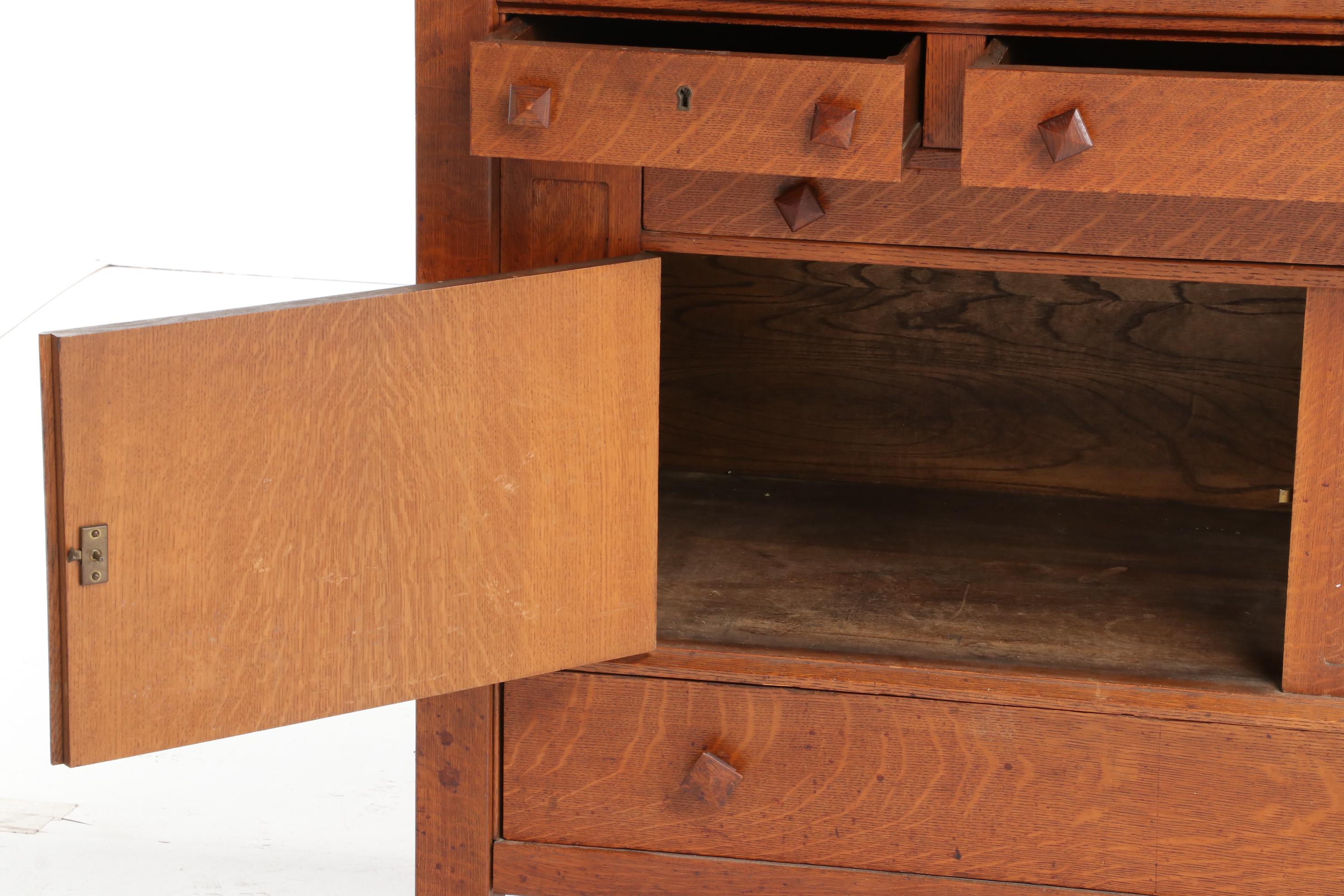 Arts and Crafts Oak Mirror-Back Sideboard, Early 20th Century