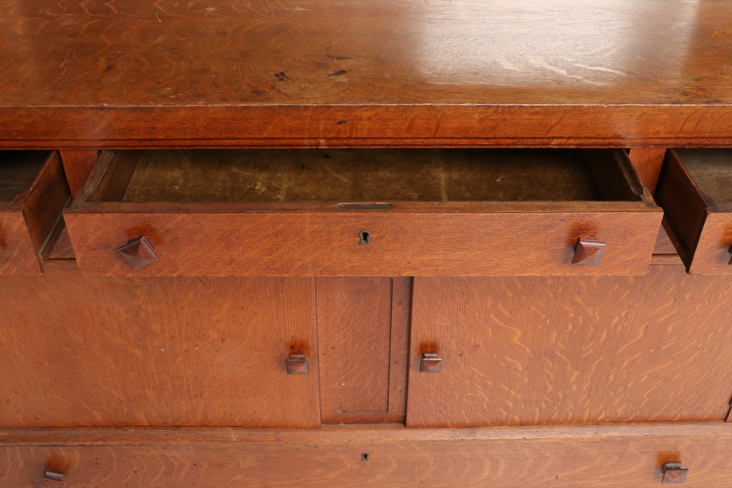 Arts and Crafts Oak Mirror-Back Sideboard, Early 20th Century