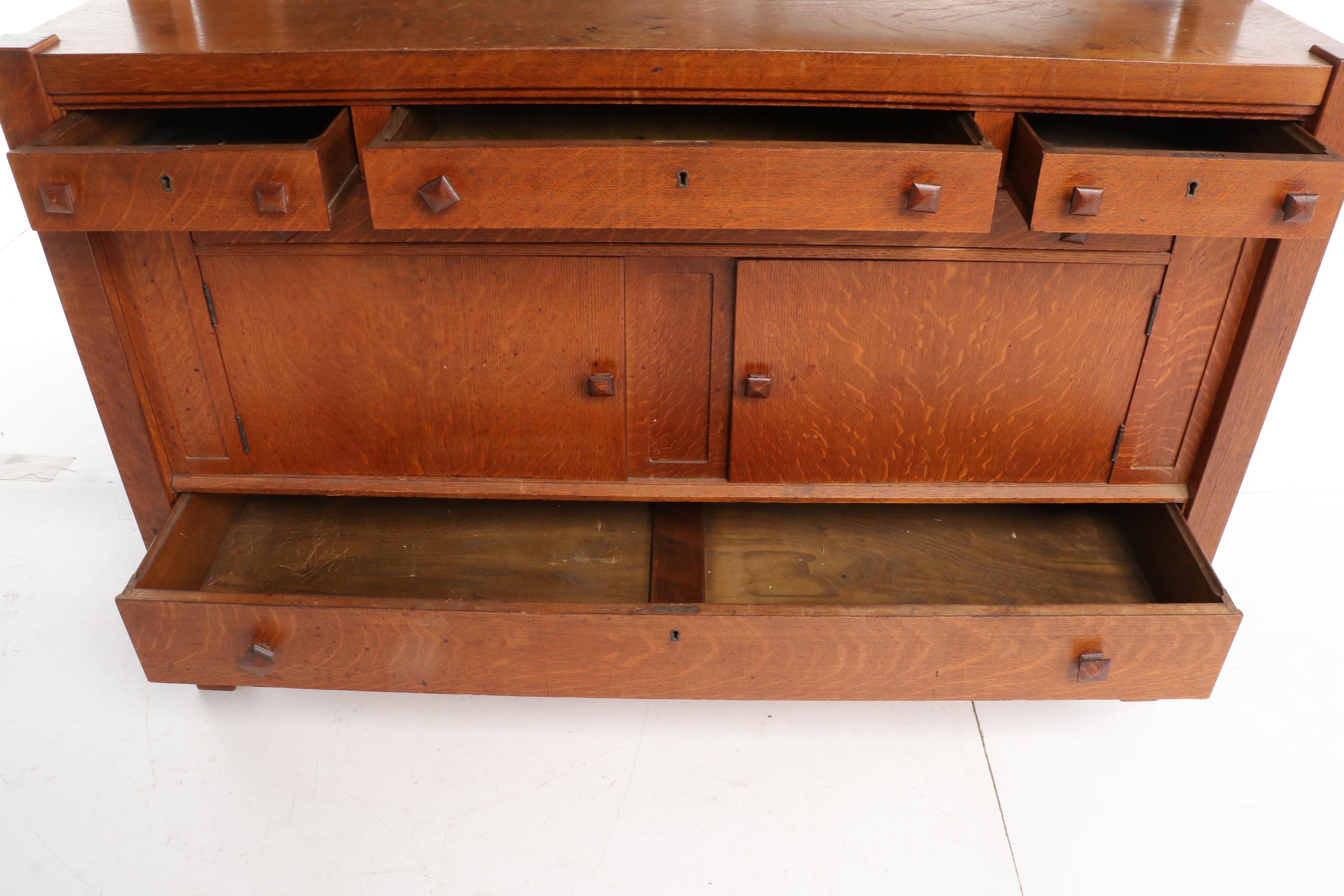Arts and Crafts Oak Mirror-Back Sideboard, Early 20th Century