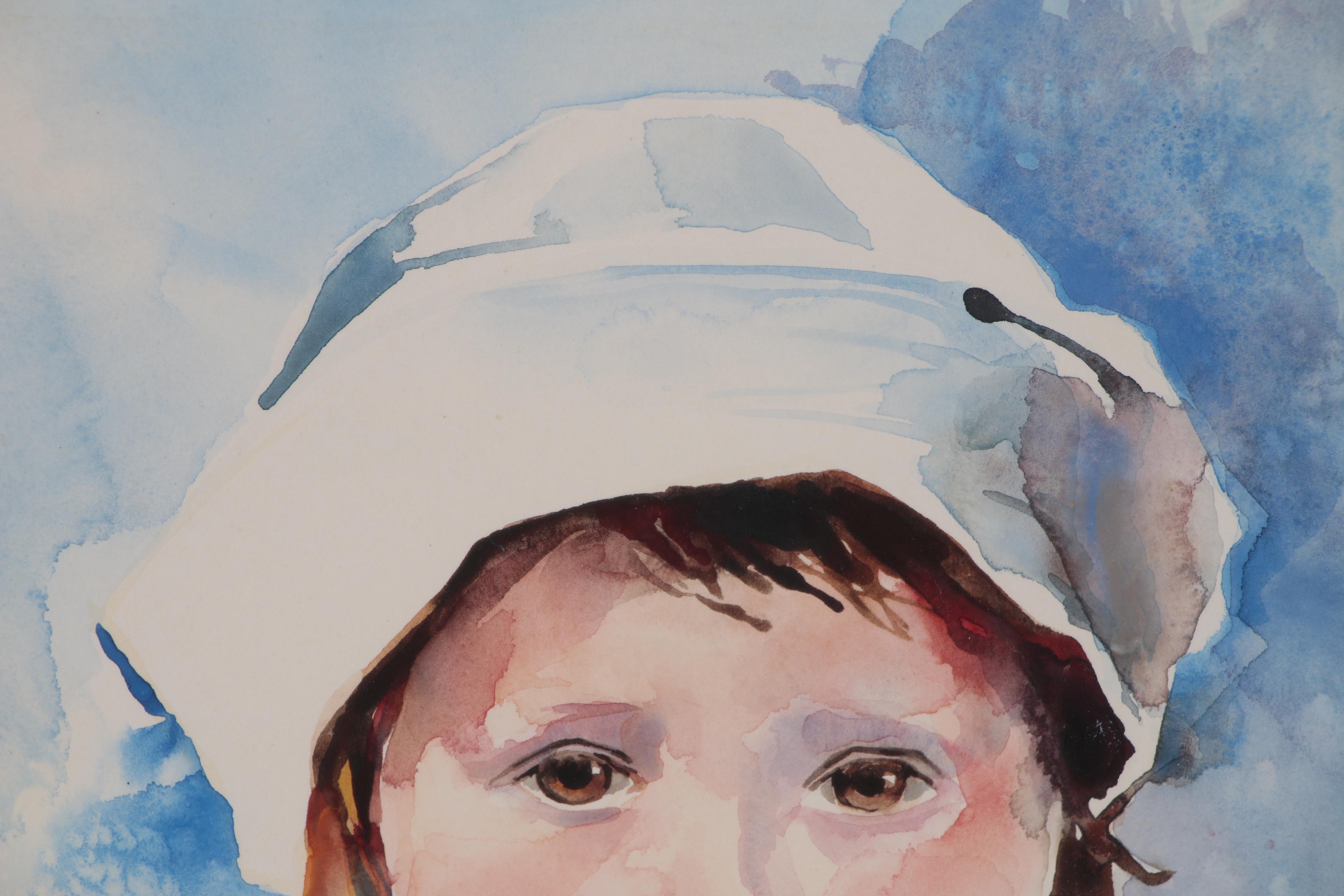 Mary Helen Wallace Watercolor Portrait Painting "A Child's Face"