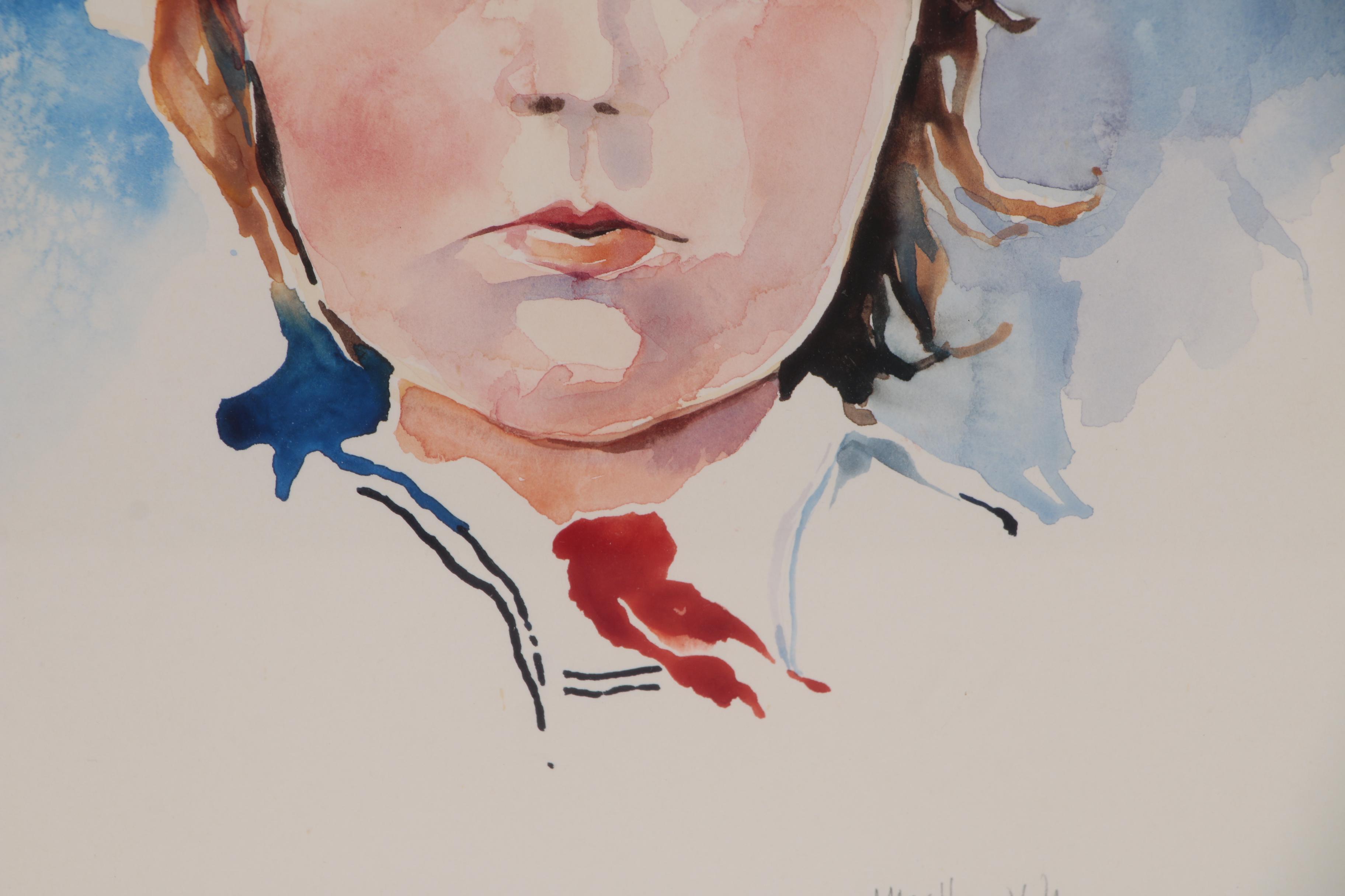 Mary Helen Wallace Watercolor Portrait Painting "A Child's Face"