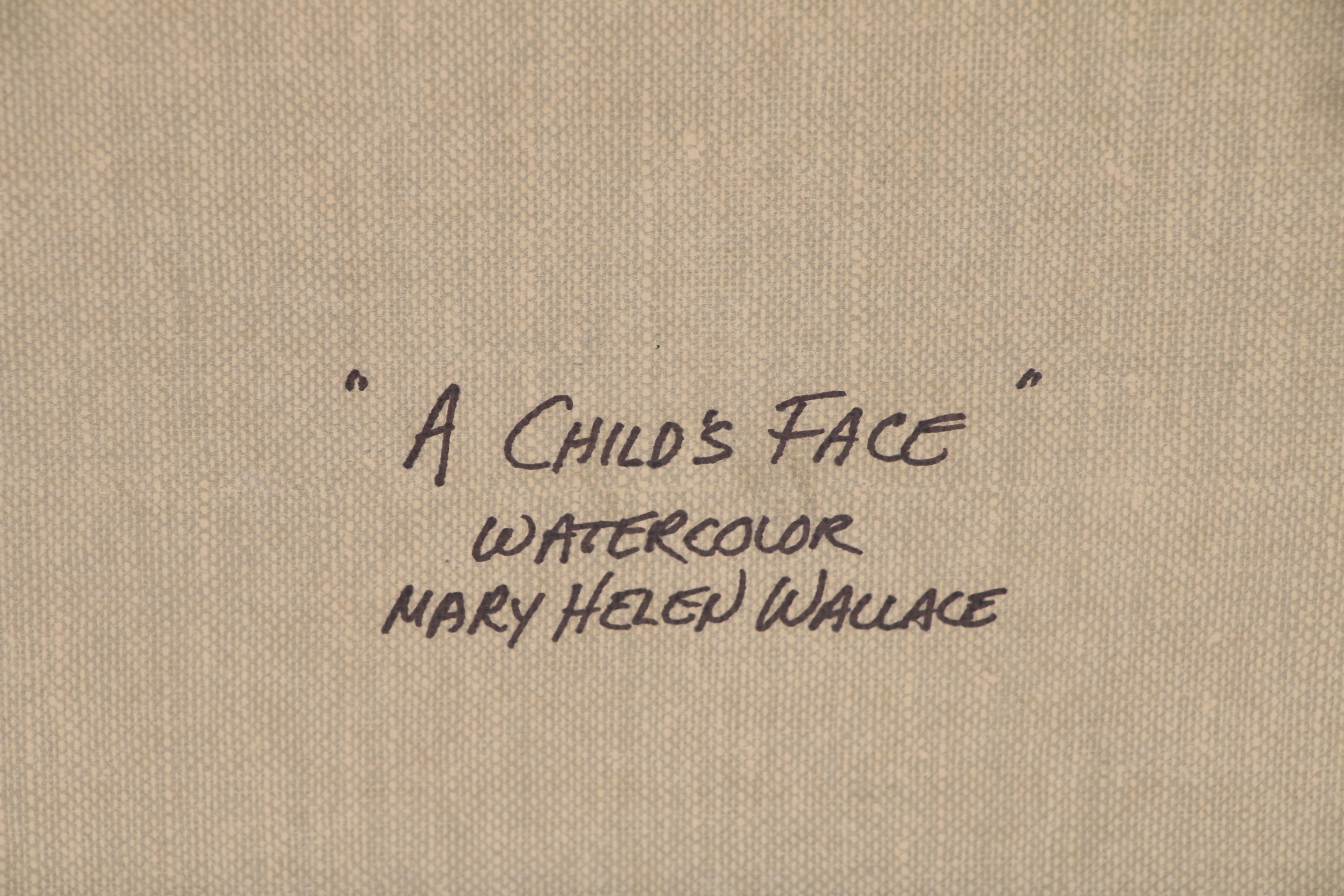 Mary Helen Wallace Watercolor Portrait Painting "A Child's Face"