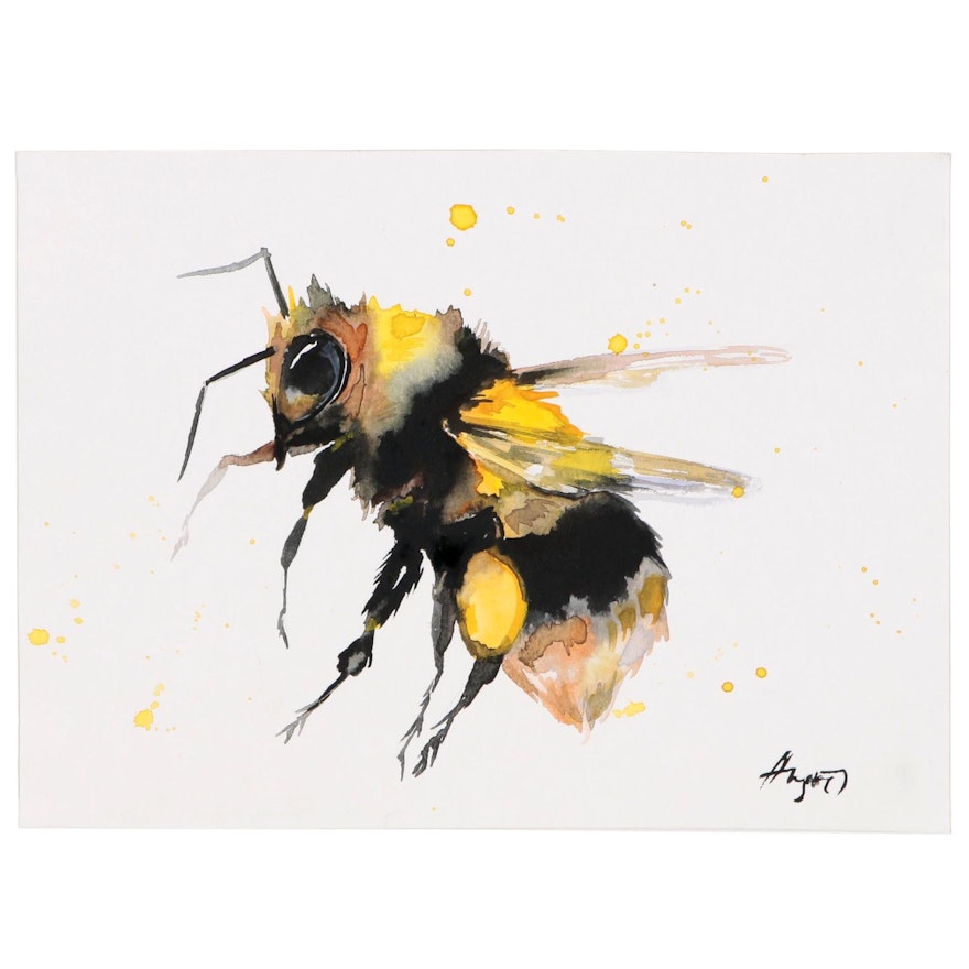 Anne Gorywine Watercolor Painting of Bumblebee
