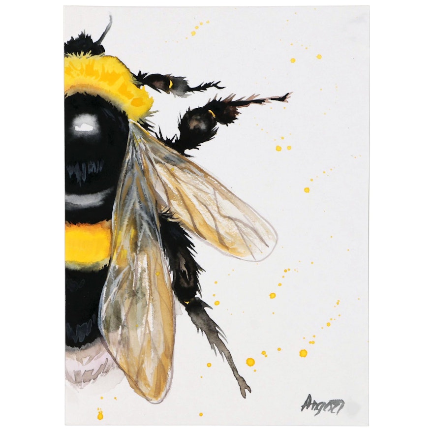 Anne Gorywine Watercolor Painting of Bumblebee