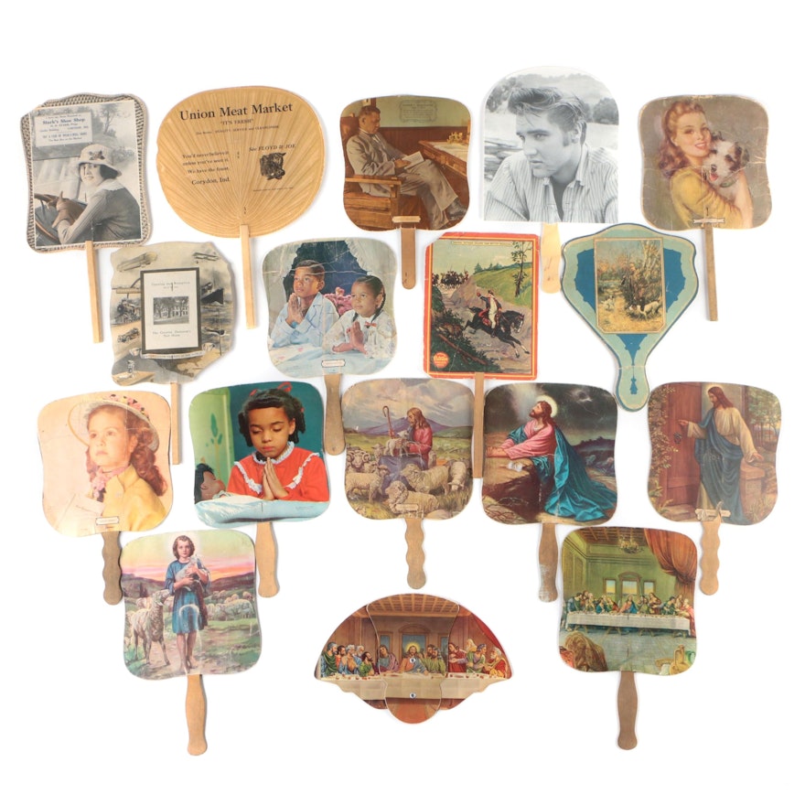 Advertising Cardboard Hand Fans, Early-Mid 20th Century