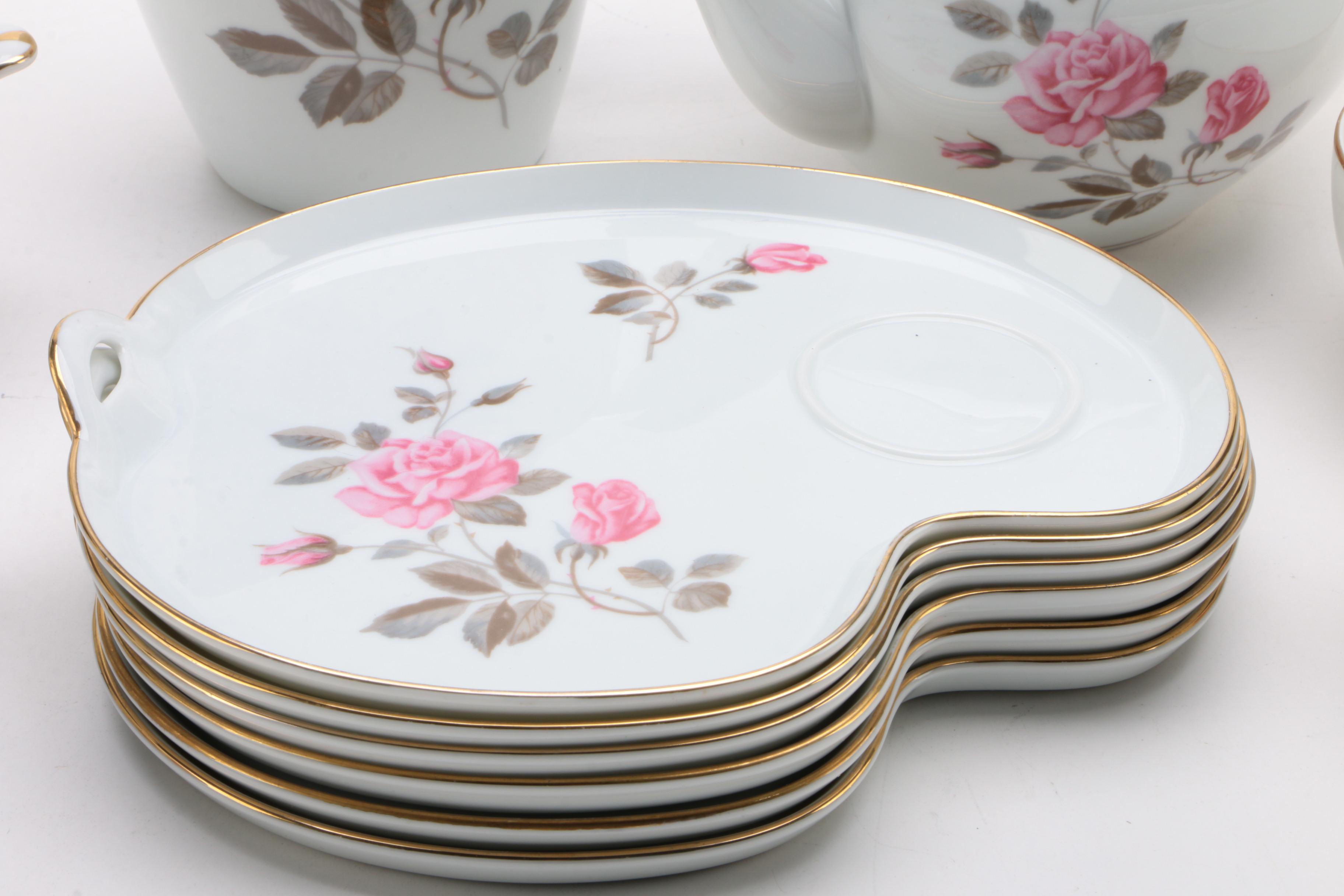 Noritake "Pink Rose" Porcelain Tea Service Set, Mid-20th Century