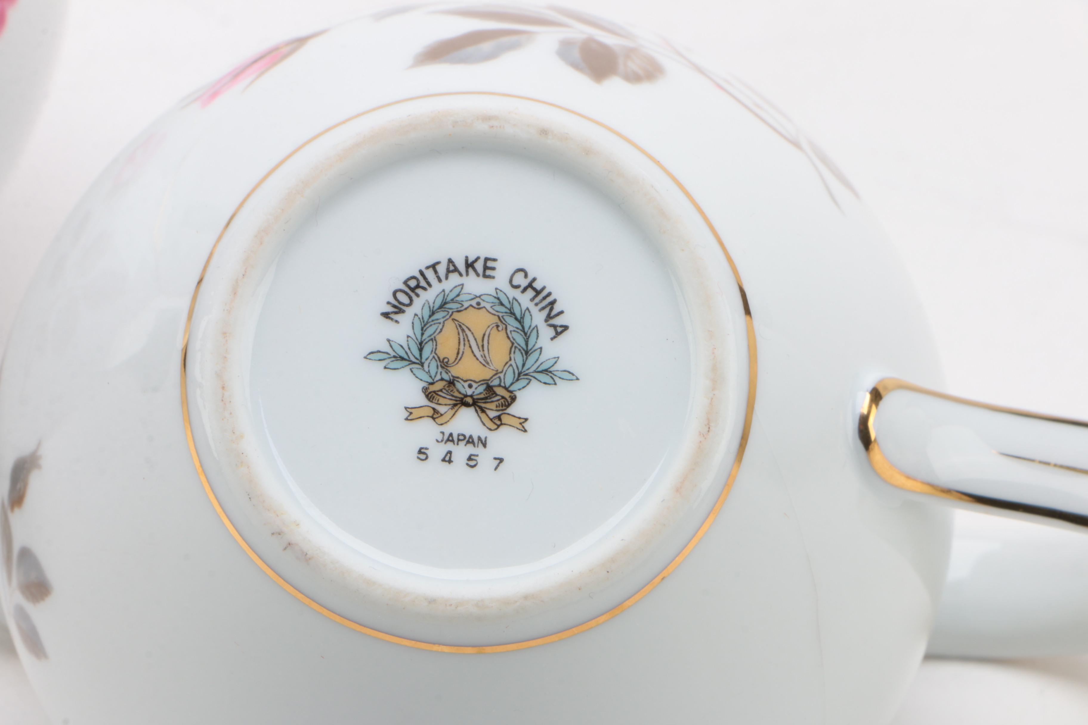 Noritake "Pink Rose" Porcelain Tea Service Set, Mid-20th Century