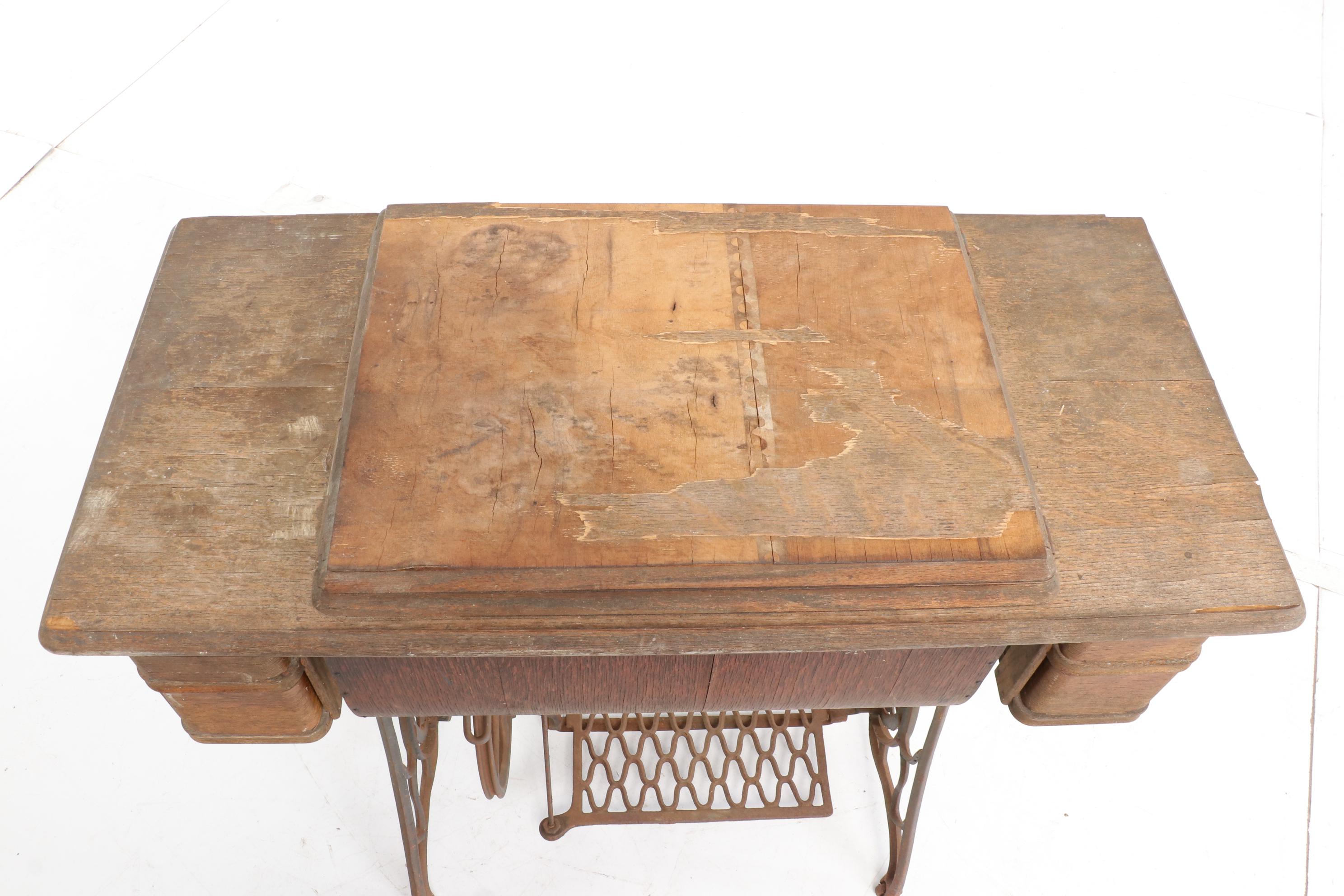 Singer Manufacturing Co. Cast Iron Treadle Bases with Cabinets, Early 20th c.